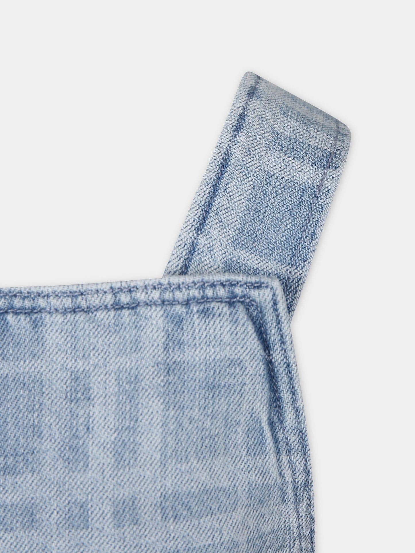 Salopette in denim per bambina con iconico check all-over,Burberry Kids,8072981 A6022