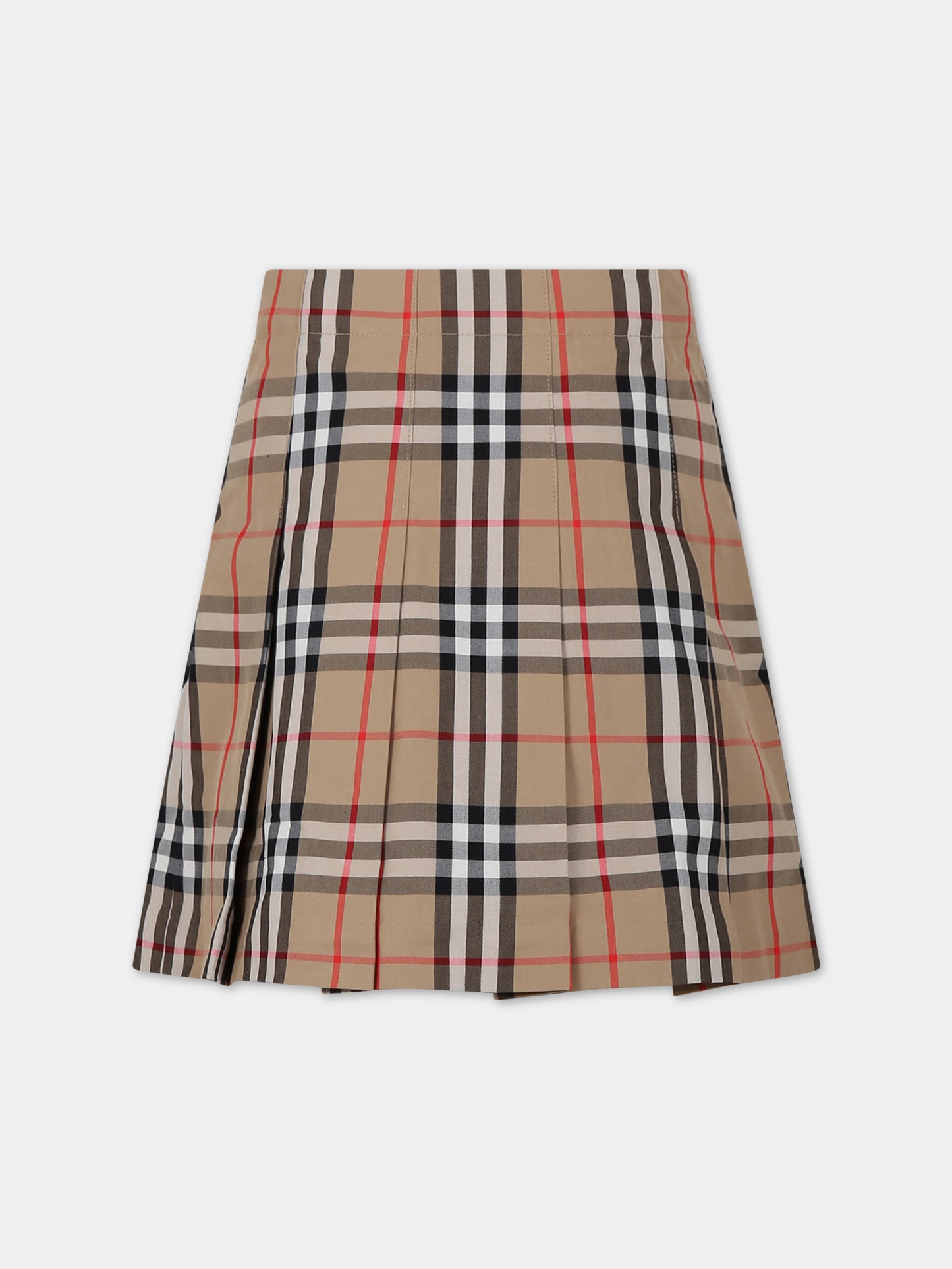 Gonna beige per bambina con iconico check vintage all-over,Burberry Kids,8073001 A7028