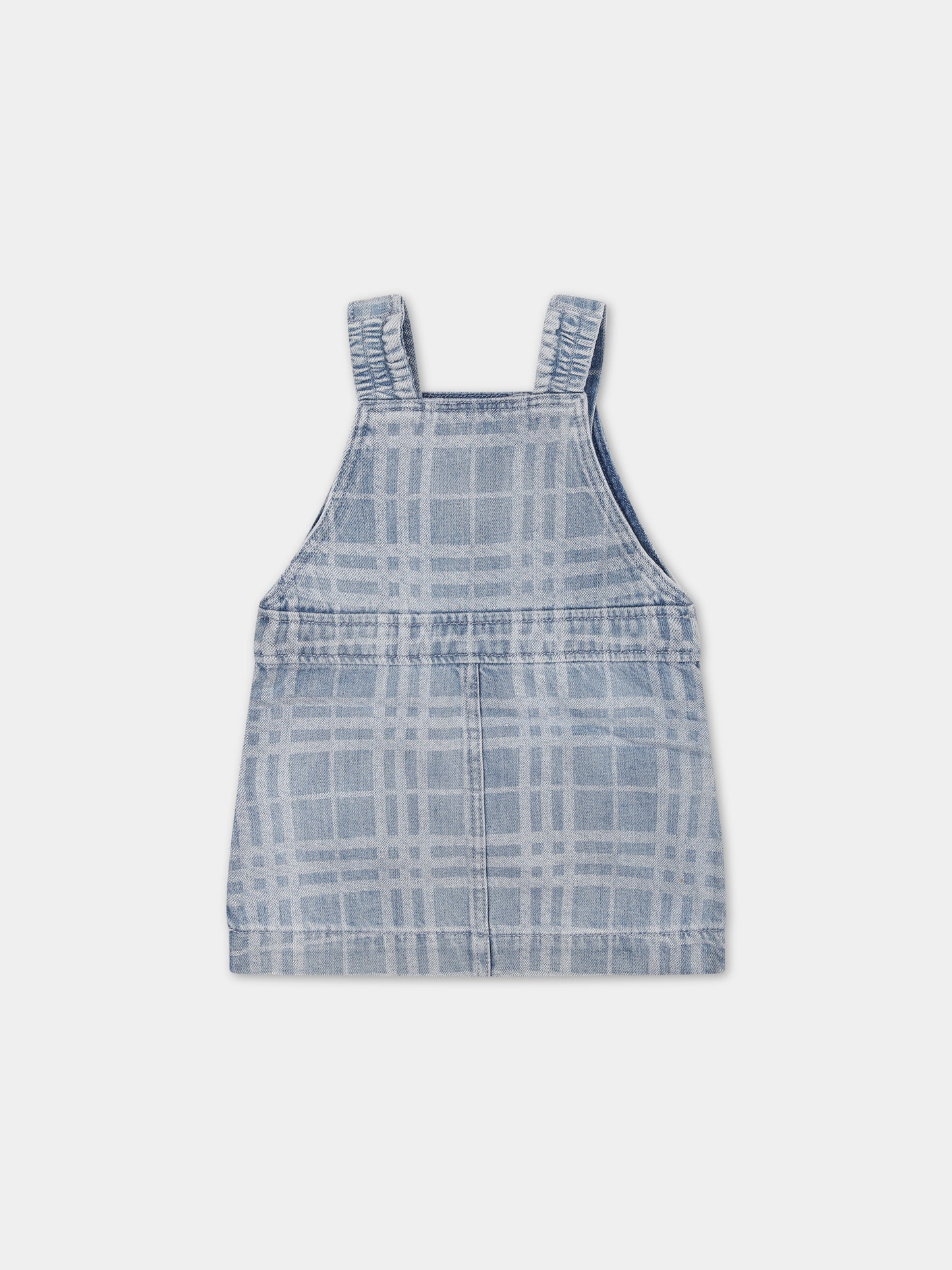 Salopette in denim per neonata con iconico check all-over,Burberry Kids,8072985 A6022