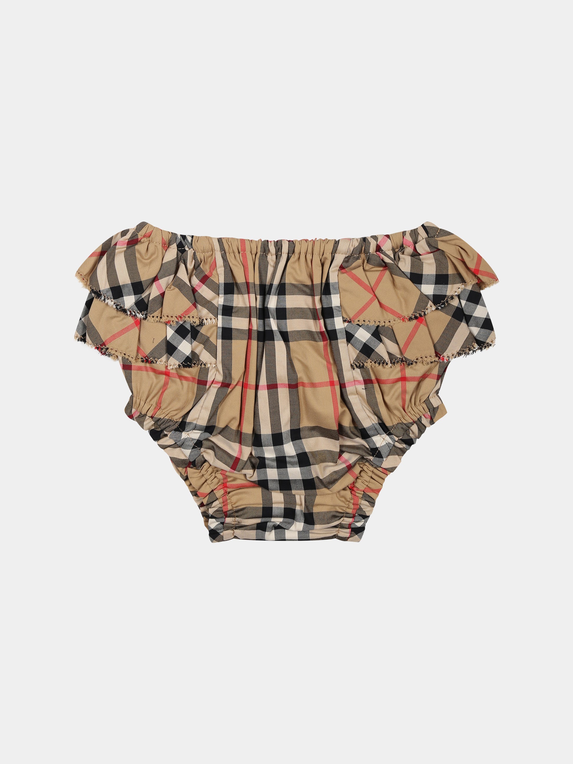 Shorts beige per neonata con iconico check vintage all-over,Burberry Kids,8078055 A7028