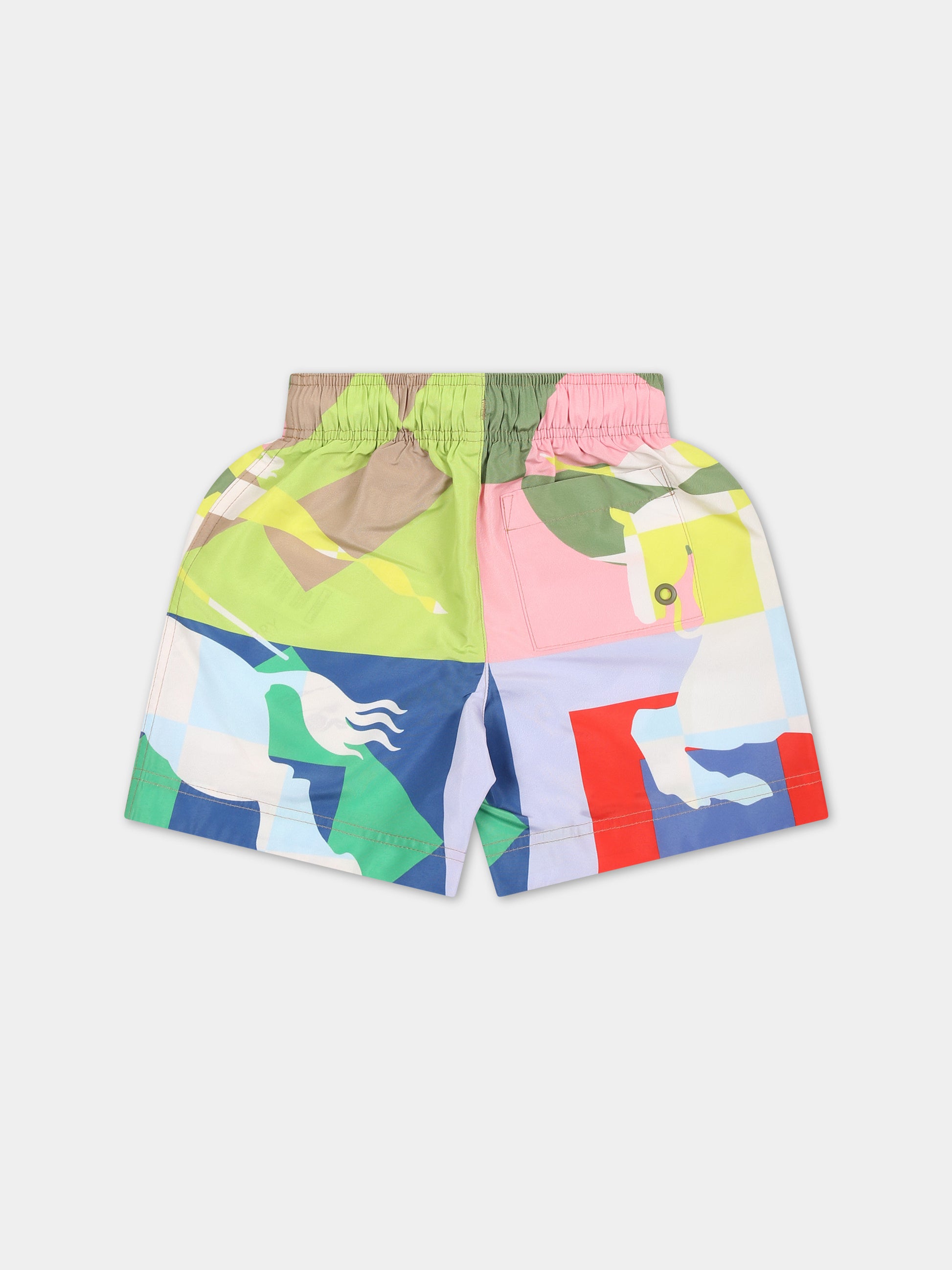 Shorts sportivo multicolor per neonato con cavaliere equestre,Burberry Kids,8081981 A5127