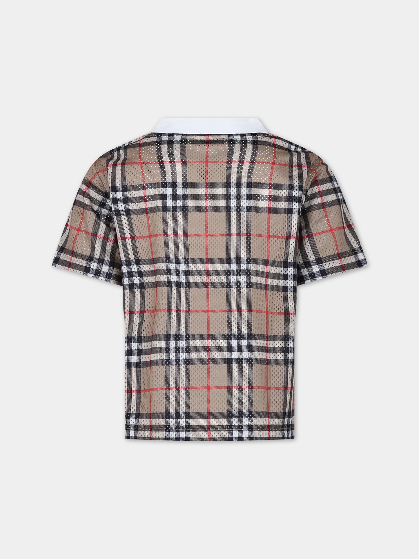 T-shirt beige per bambino con iconico check vintage,Burberry Kids,8078636 A7028
