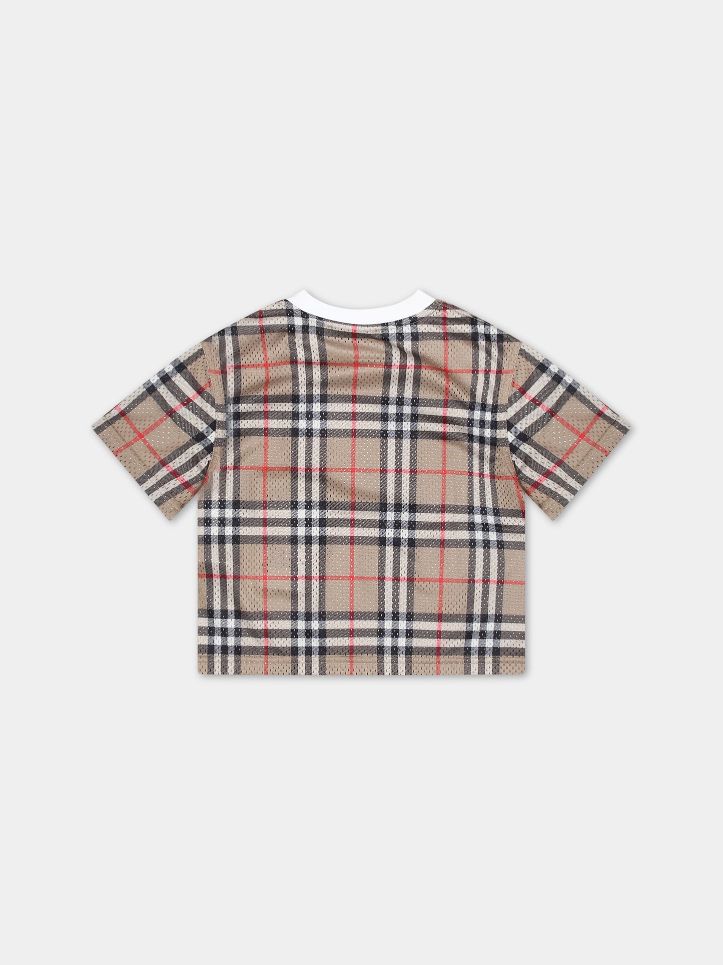 T-shirt beige per neonato con iconico check vintage,Burberry Kids,8078637 A7028