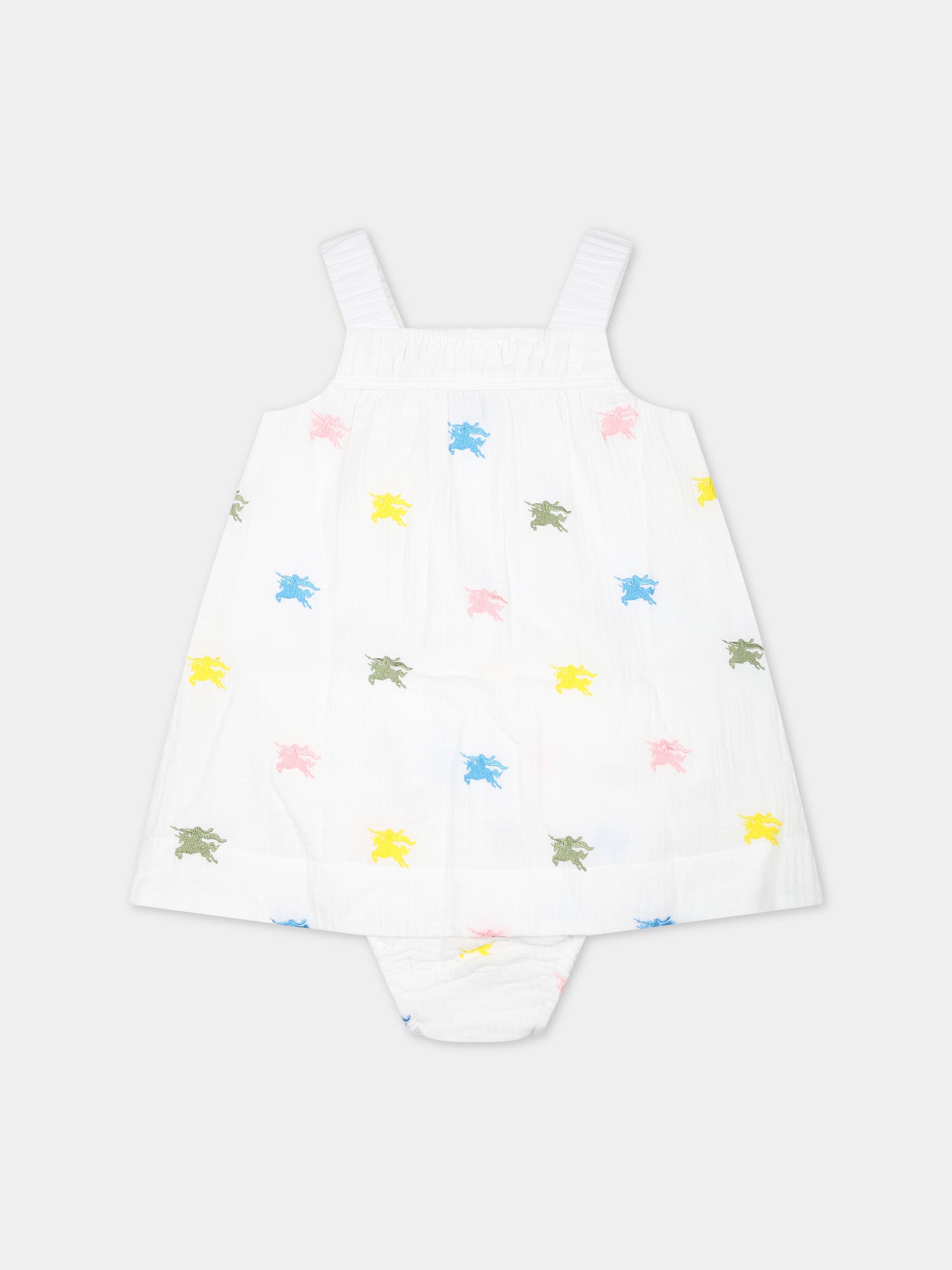 Vestito bianco per neonata con ricami,Burberry Kids,8078133 A5127