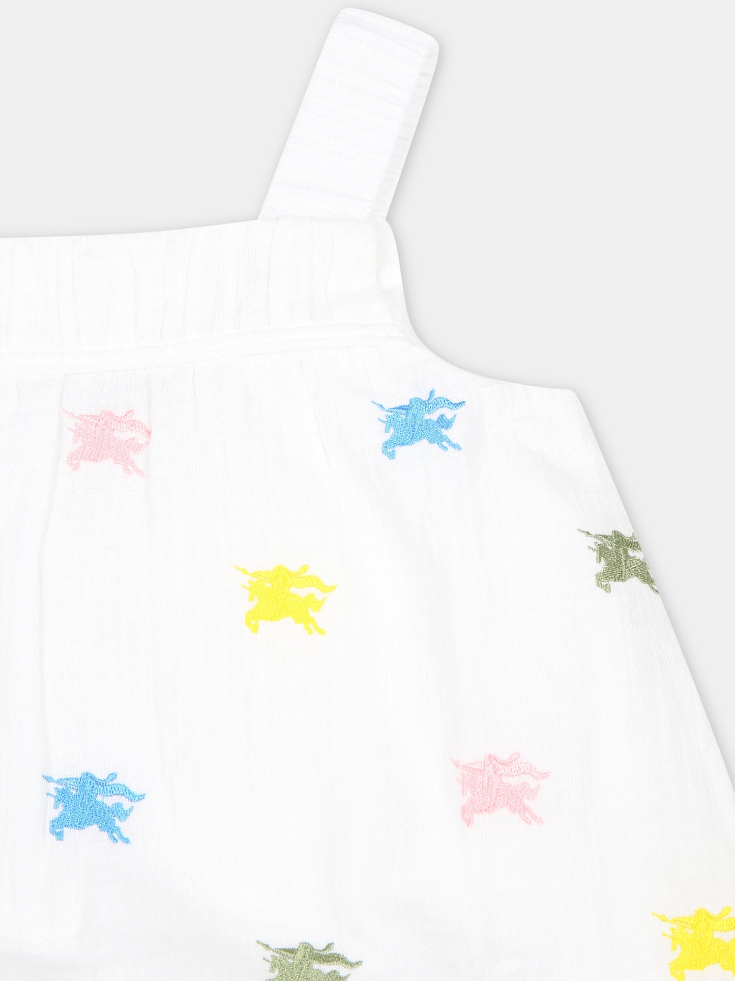 Vestito bianco per neonata con ricami,Burberry Kids,8078133 A5127