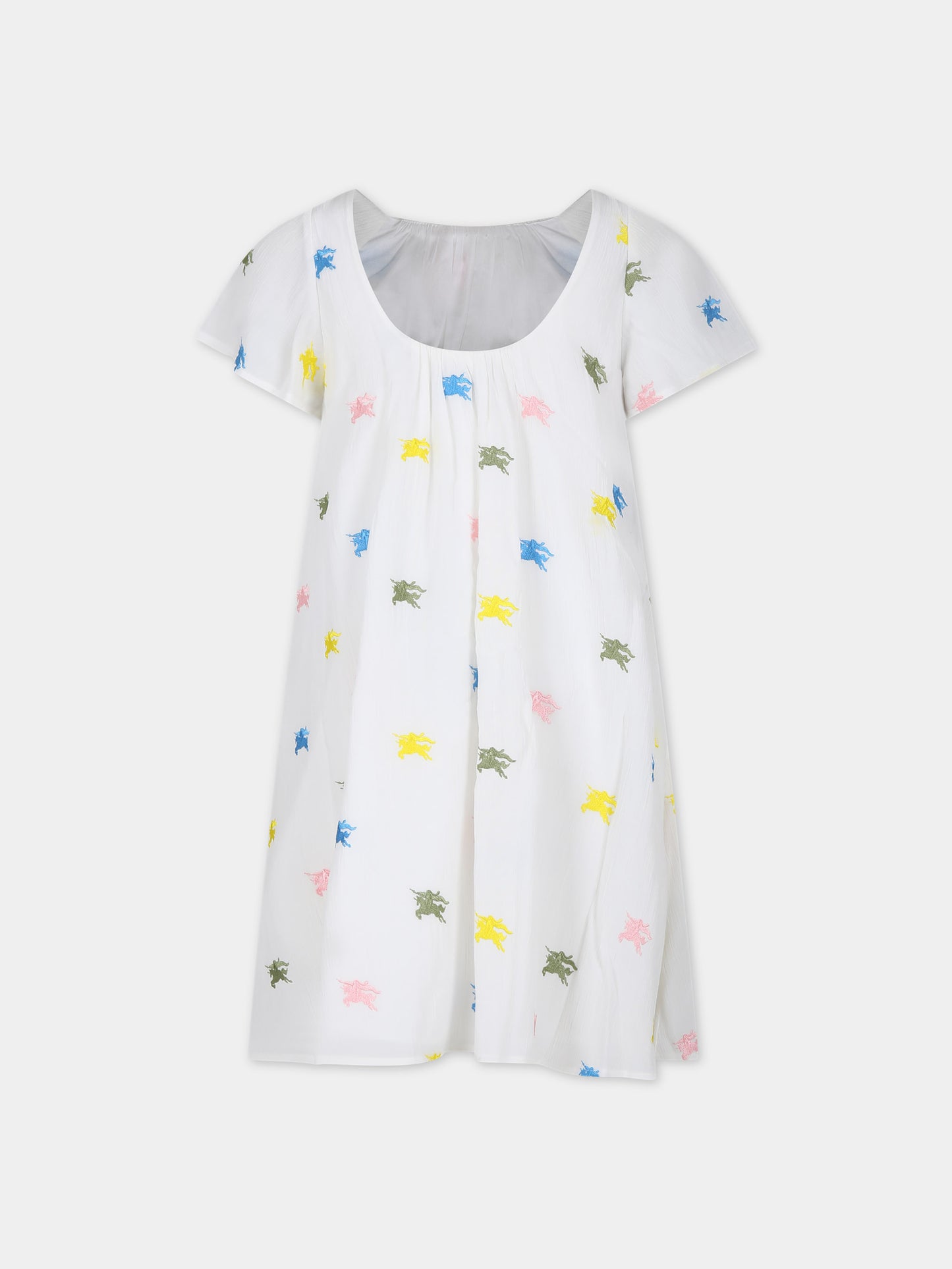 Vestito bianco per bambina con cavaliere equestre,Burberry Kids,8078413 A5127