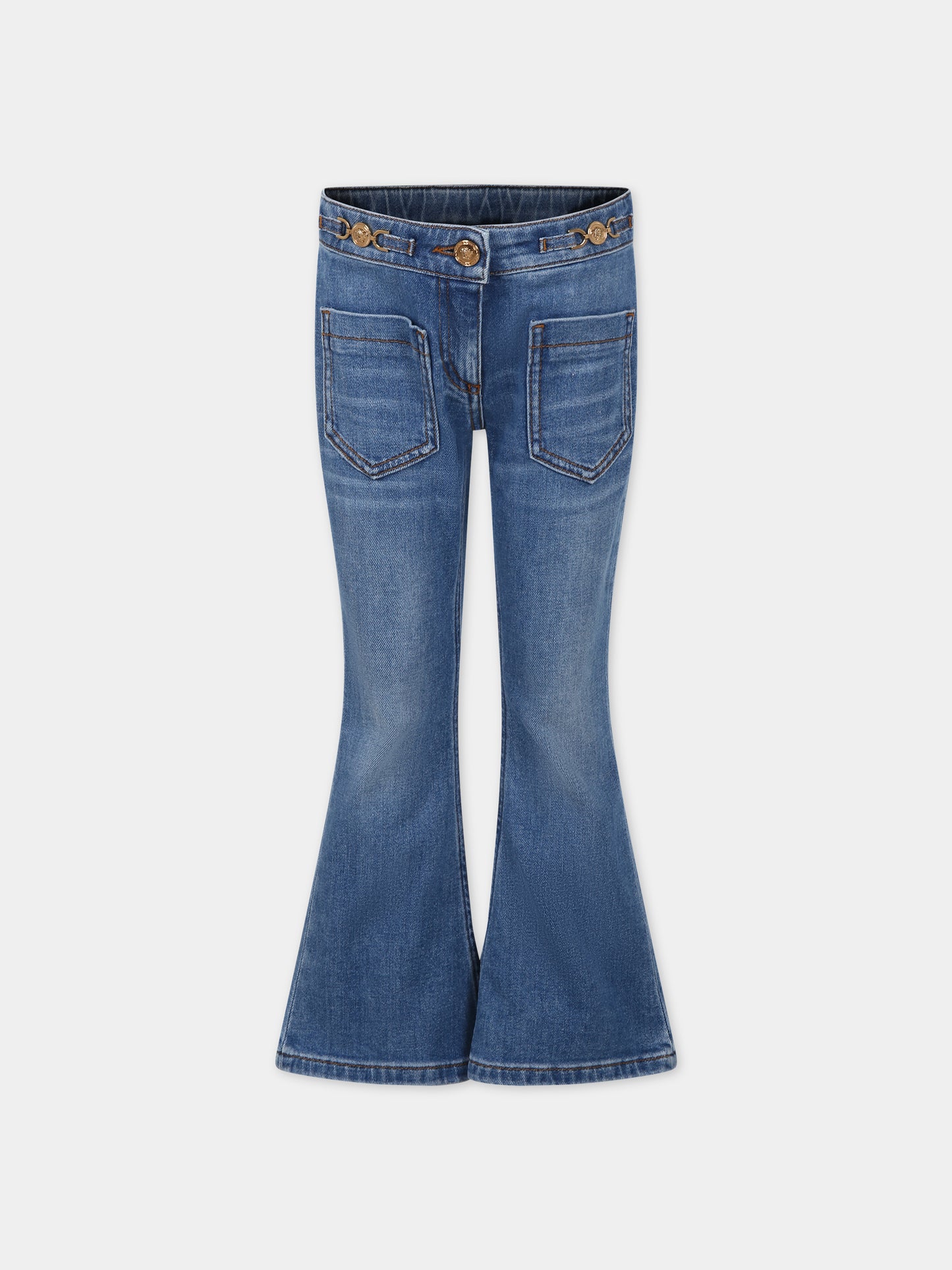 Jeans per bambina con inserti dorati,Versace,1013772 1A09660 1D030