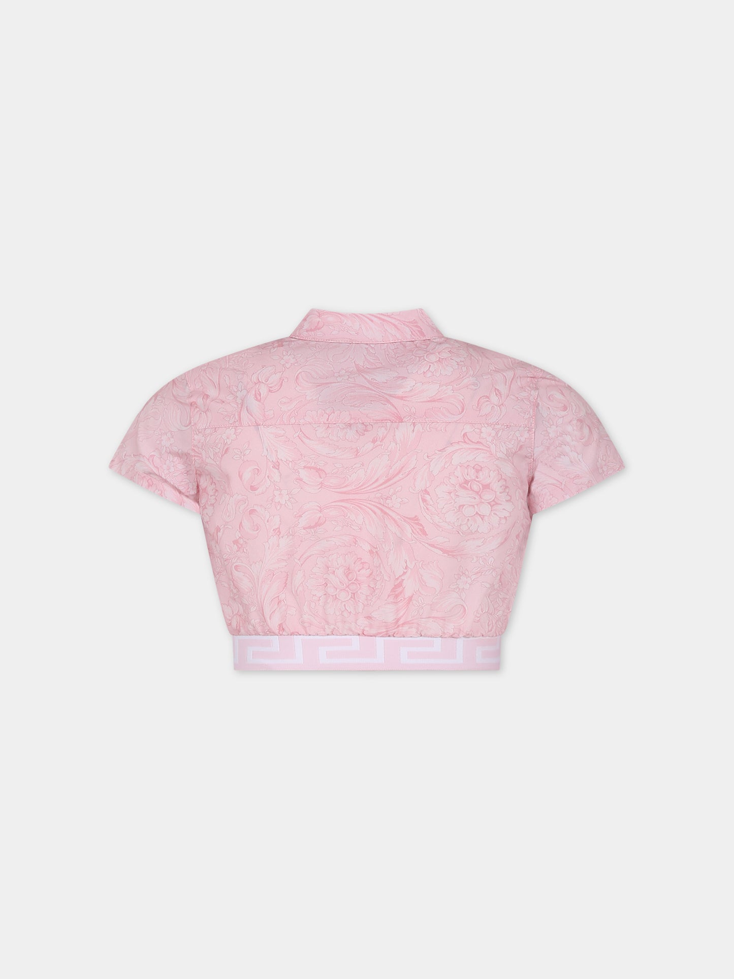 Camicia rosa per bambina con stampa barocco,Versace,1012673 1A09671 2PR10