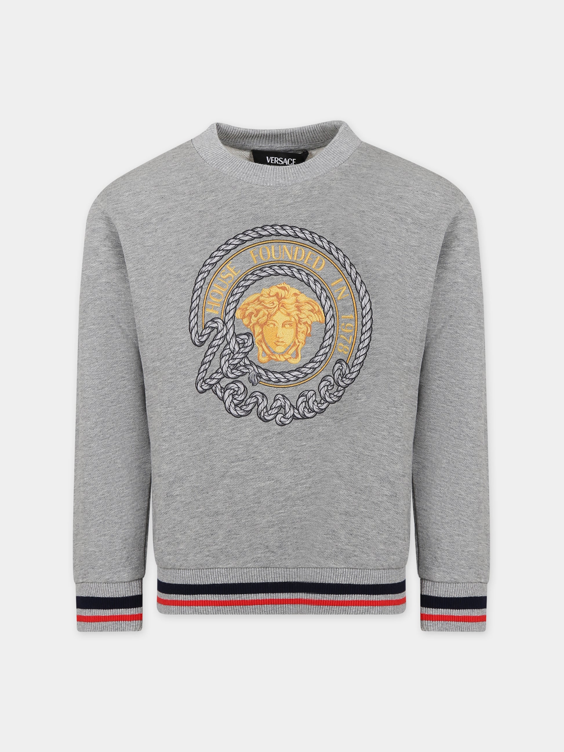 Felpa grigia per bambino con Medusa,Versace,1000132 1A09825 2EG40