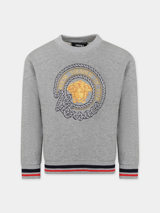 Felpa grigia per bambino con Medusa,Versace,1000132 1A09825 2EG40