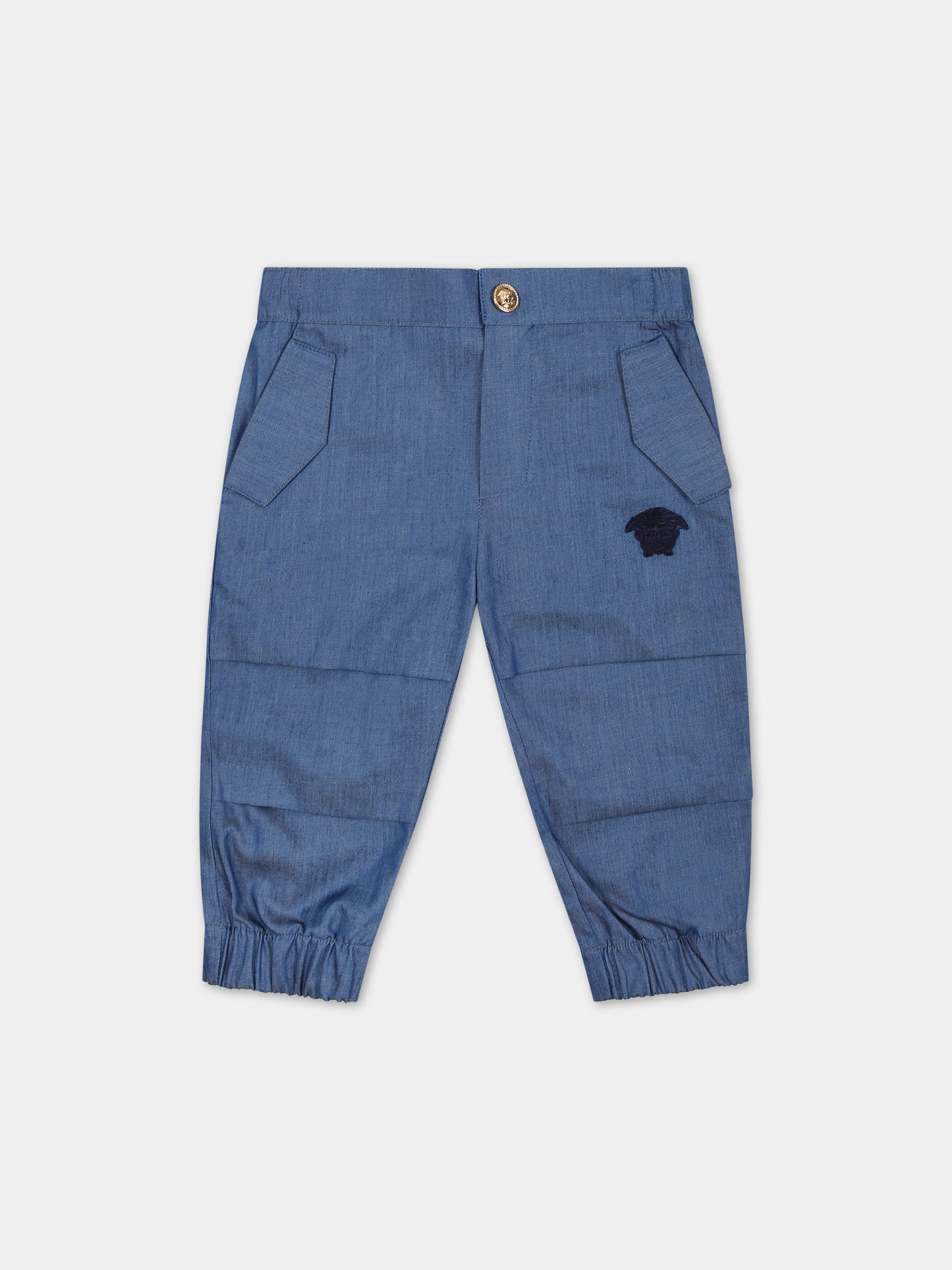 Jeans in denim per neonato con medusa,Versace,1013981 1A09738 2D930