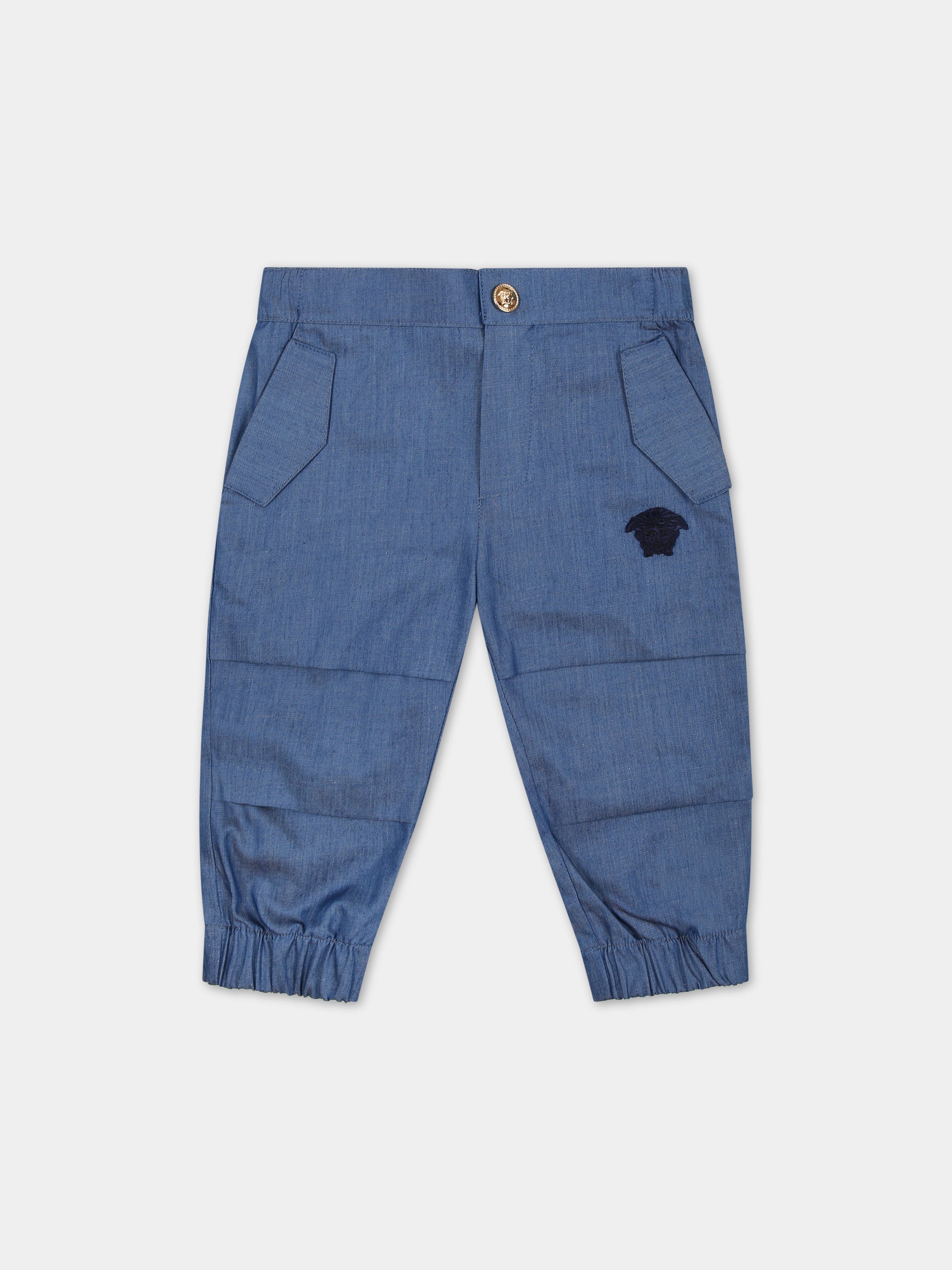 Jeans in denim per neonato con medusa,Versace,1013981 1A09738 2D930