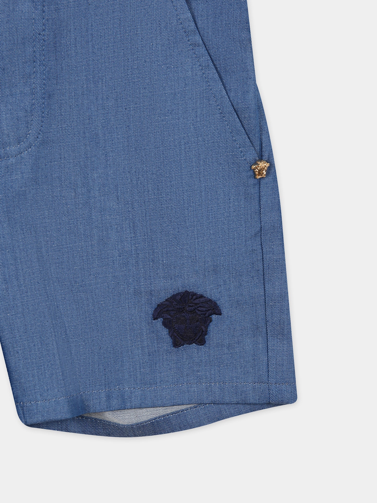 Shorts in denim per neonato con iconica Medusa,Versace,1013989 1A09738 2D930