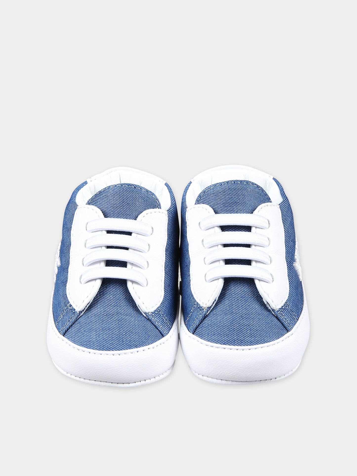 Sneakers in denim per neonati con logo,Versace,1008516 1A10065 2VE10