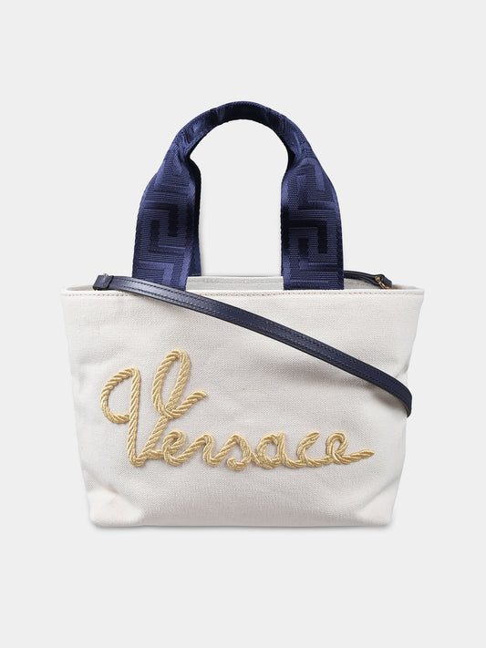 Borsa avorio per neonati con logo,Versace,1007937 1A09752 2KF5V