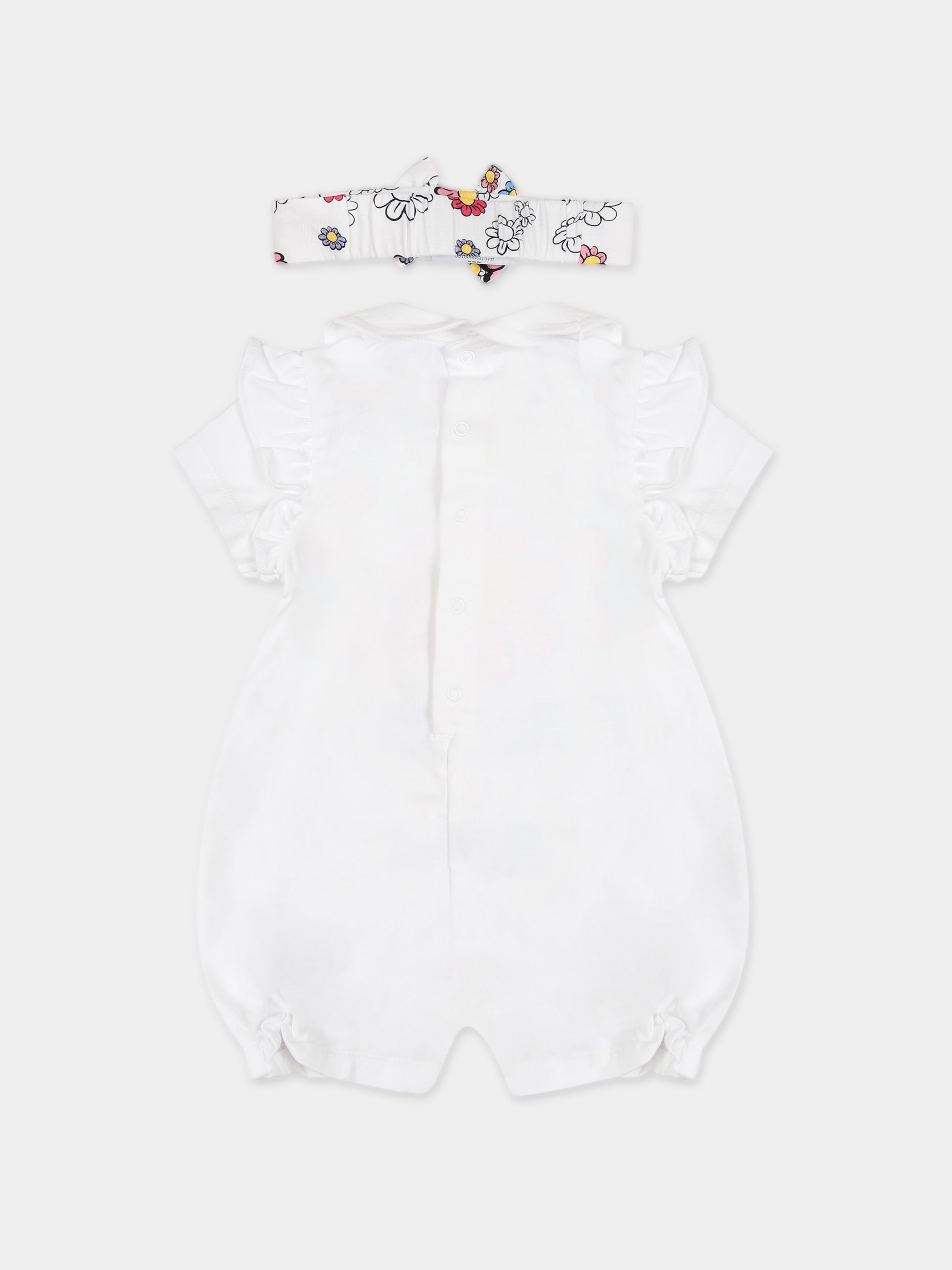 Set bianco per neonata con Teddy Bear e fiore,Moschino Kids,MDY00Y LBA08 10101