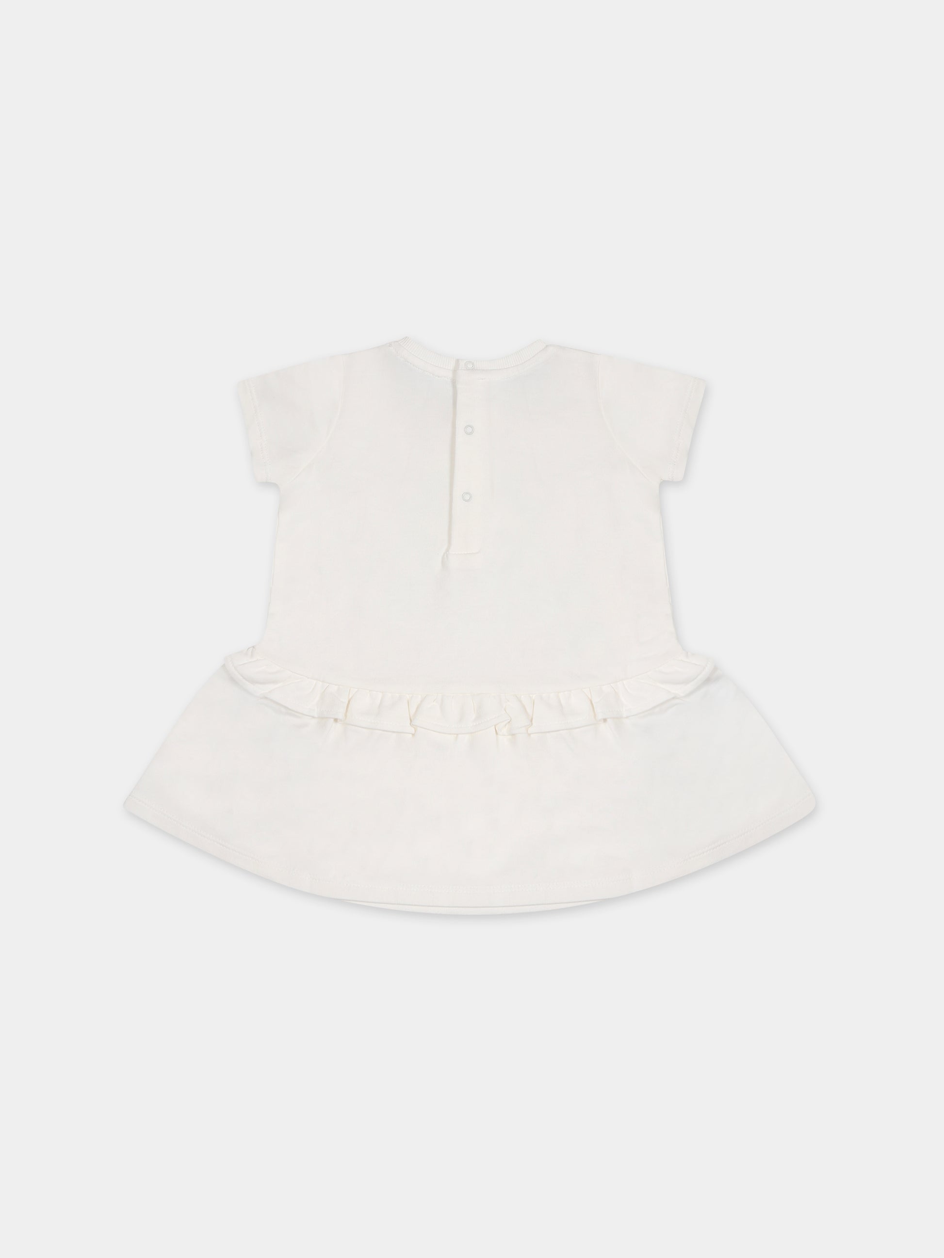 Vestito bianco per neonata con Teddy Bear e logo,Moschino Kids,MEV074 LCA19 10063