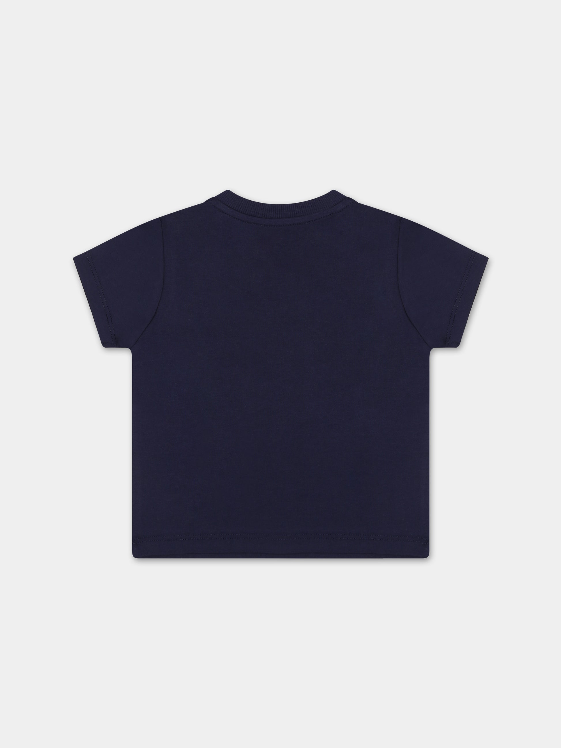 T-shirt blu per neonati con Teddy Bear e stampa,Moschino Kids,MMM031 LBA08 40016