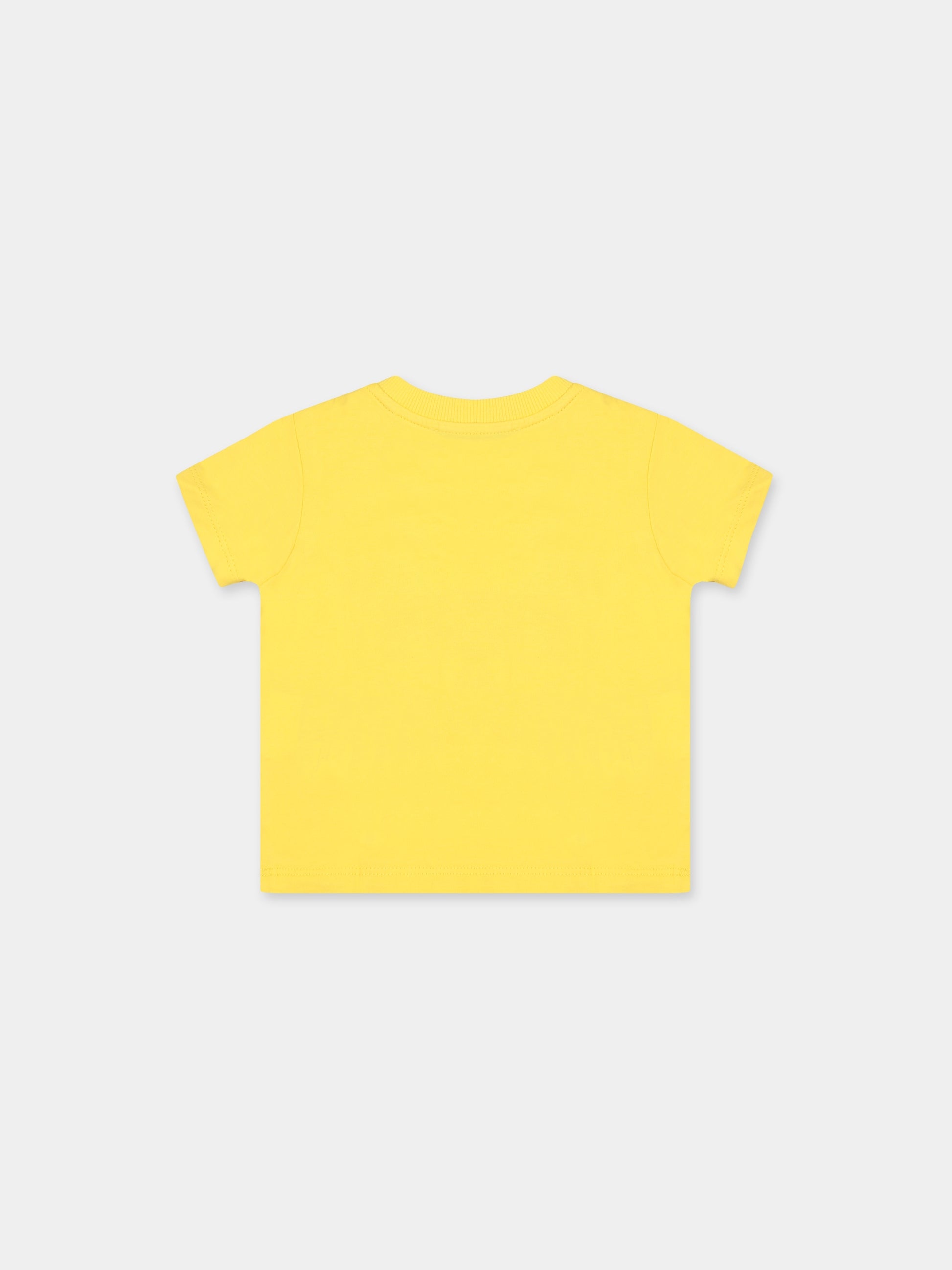 T-shirt gialla per neonati con Teddy Bear e stampa,Moschino Kids,MMM031 LBA08 50162