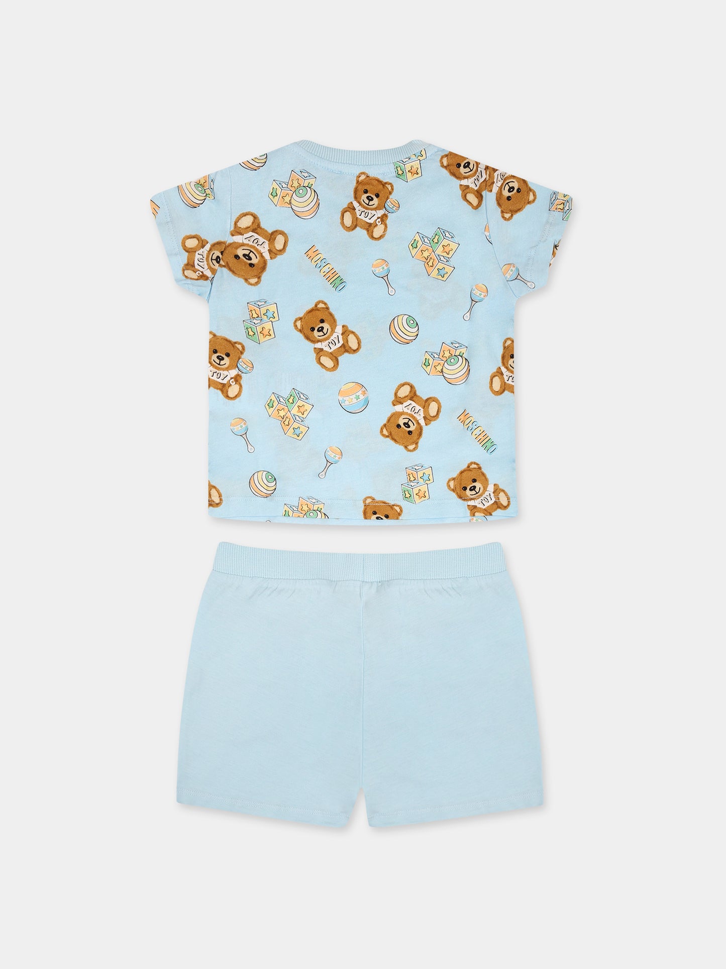 Completo celeste per neonato con Teddy Bear,Moschino Kids,MQG003 LAB59 84495