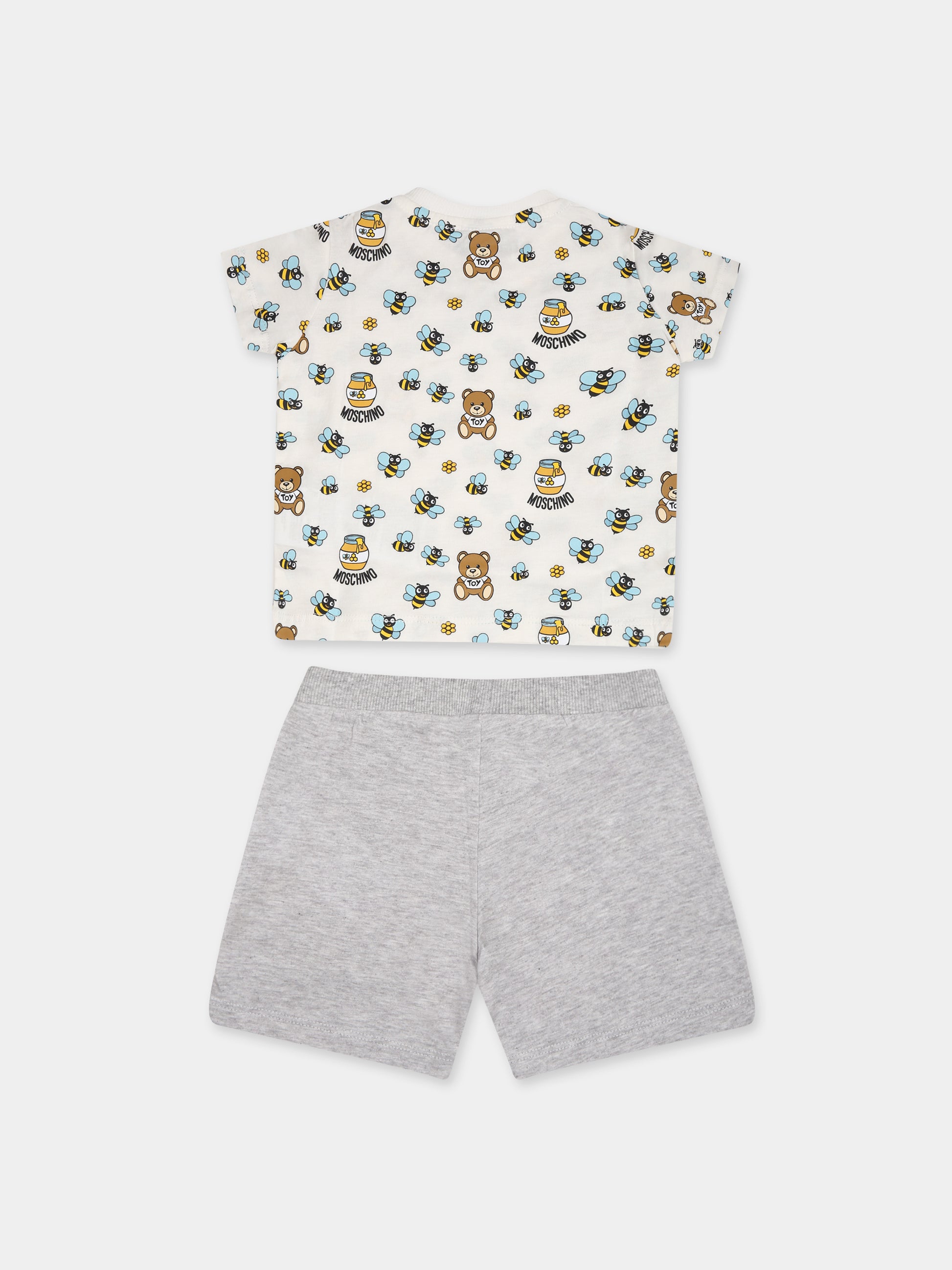 Completo bianco per neonati con Teddy Bear,Moschino Kids,MQG00M LAB60 84617
