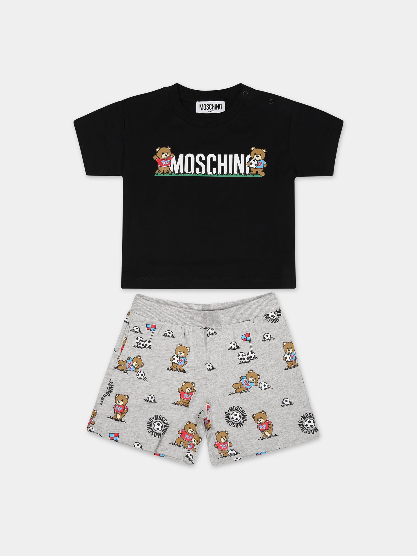 Completo nero per neonato con Teddy Bear,Moschino Kids,MUG00V LAB57 60100