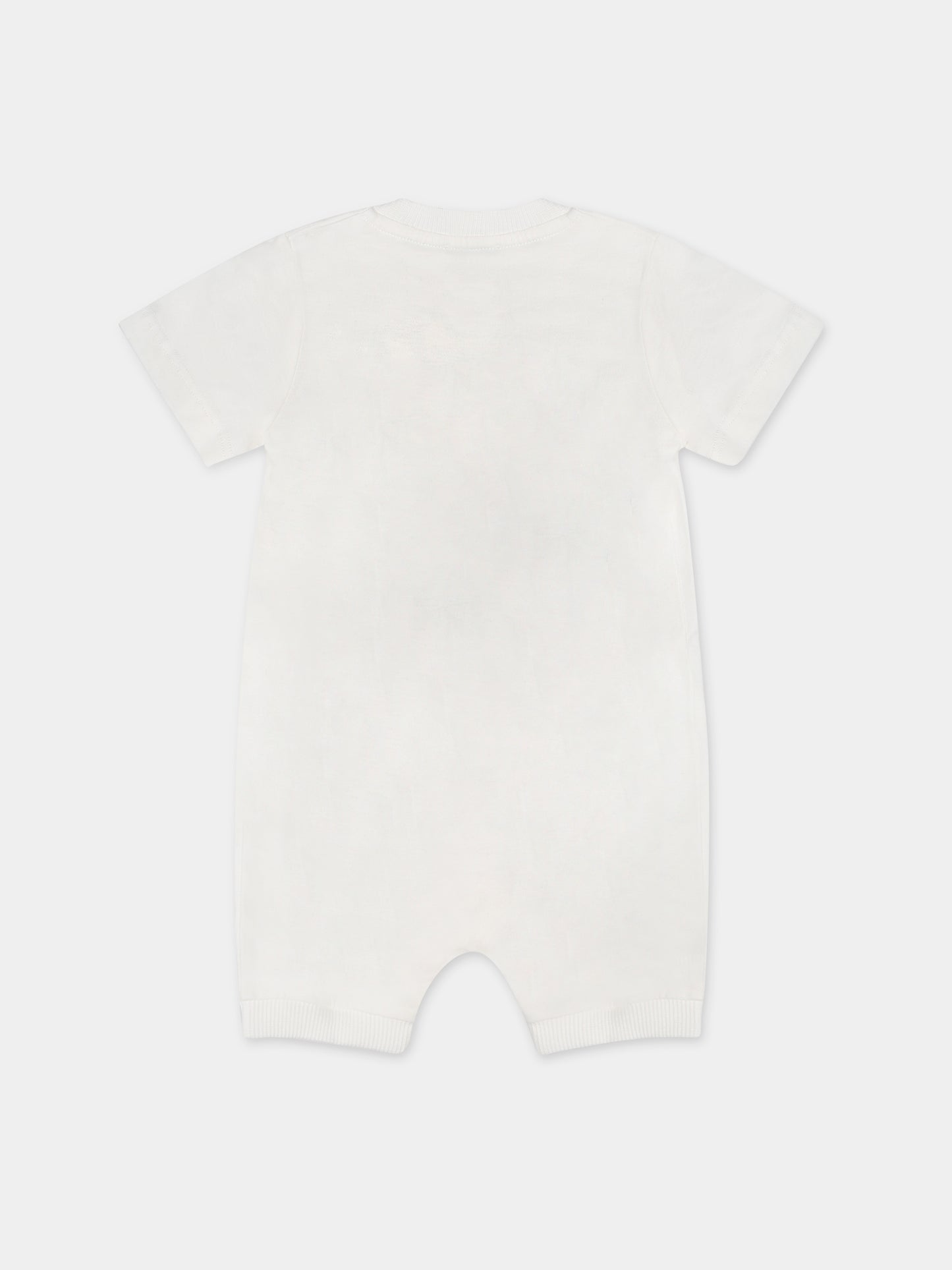 Pagliaccetto bianco per neonato con Teddy bear e logo,Moschino Kids,MUT037 LAA03 10063