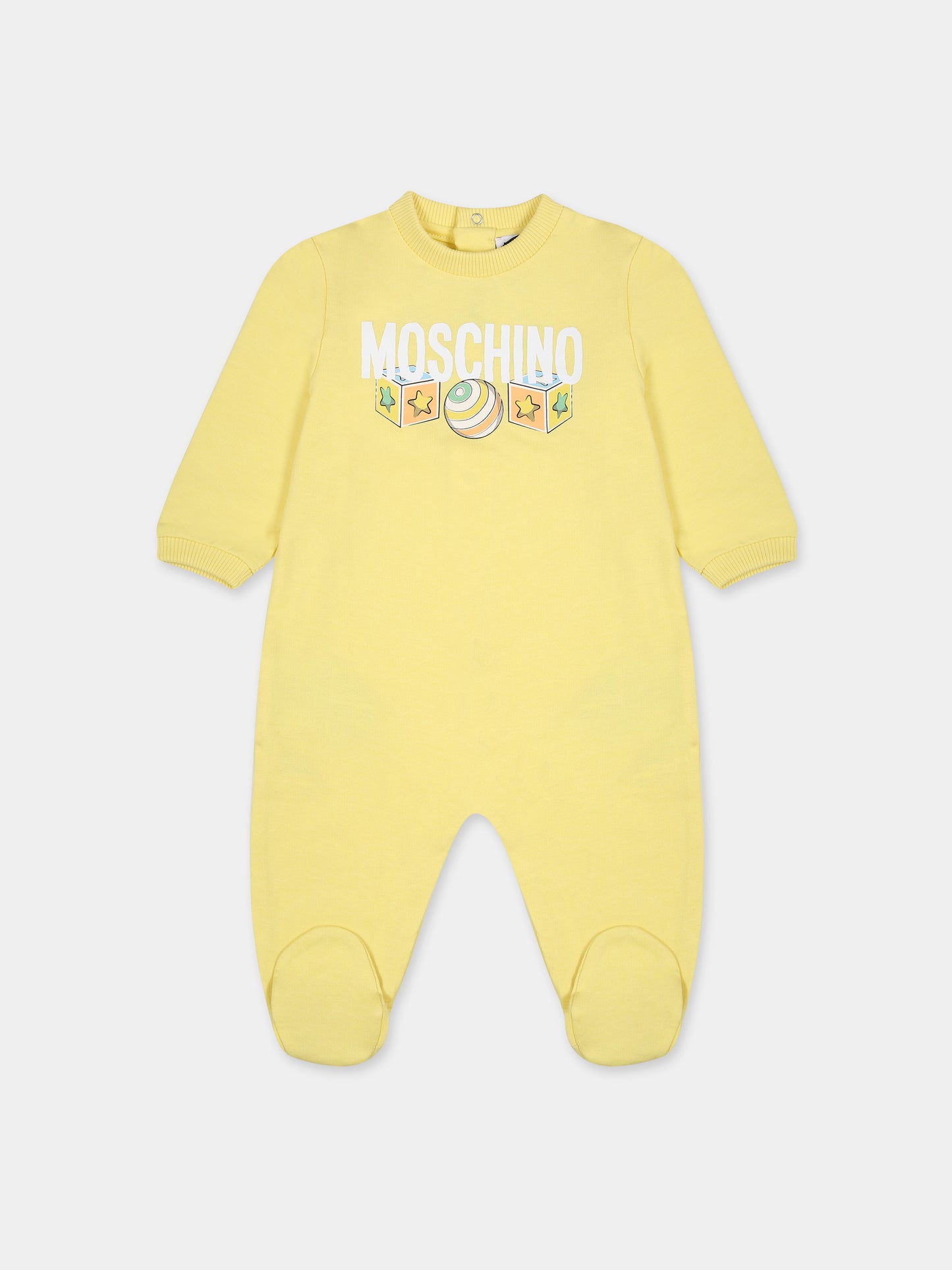 Tutina gialla per neonati con logo,Moschino Kids,MUT03C LCA19 50230