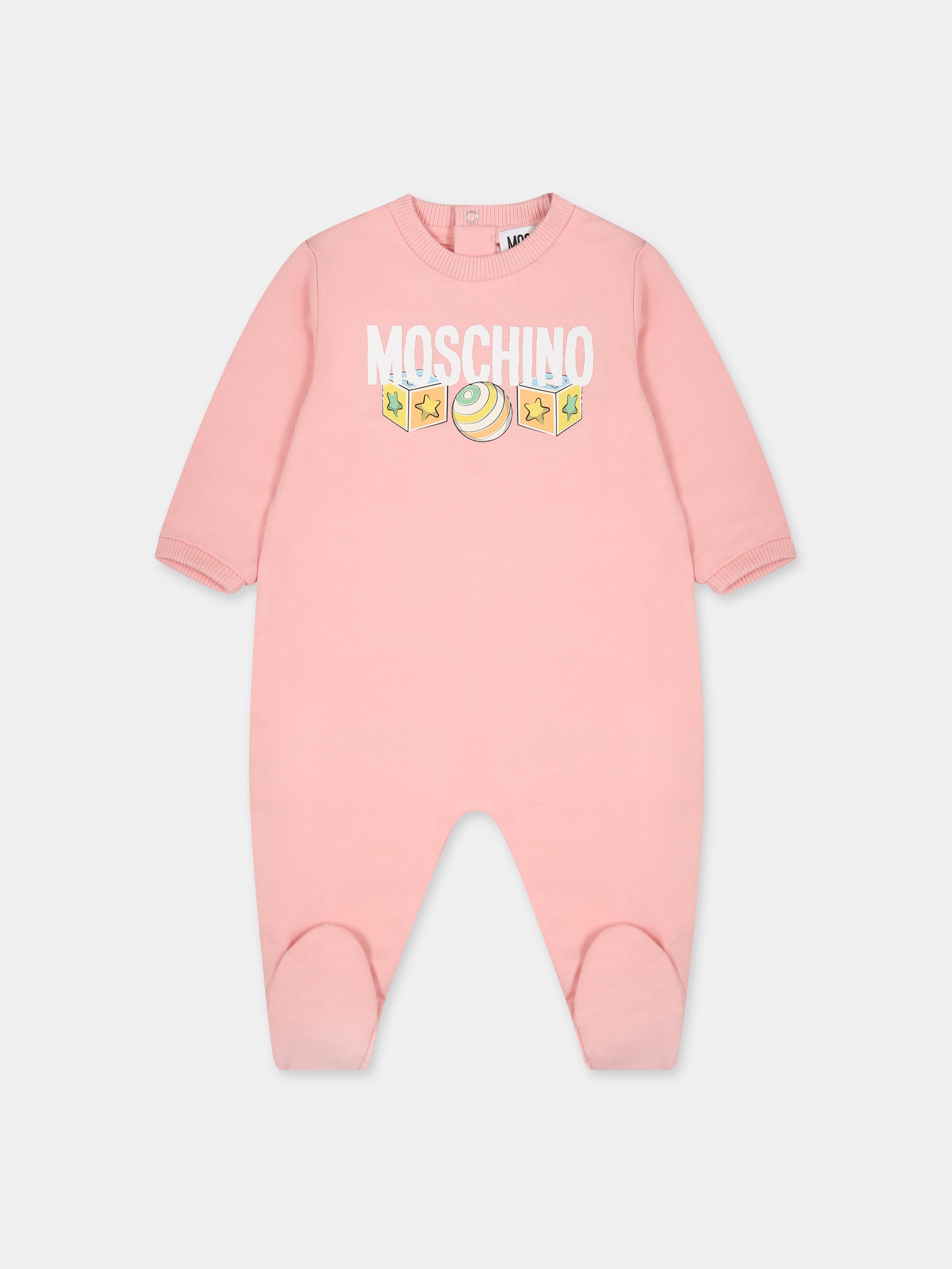 Tutina rosa per neonata con logo,Moschino Kids,MUT03C LCA19 50209