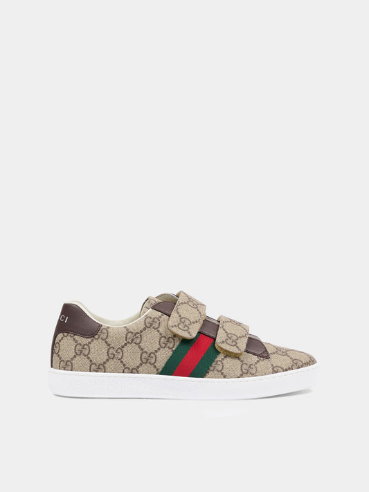 Sneakers Ace marroni per bambini con logo GG all-over,Gucci Kids,463091 FACYF 9753