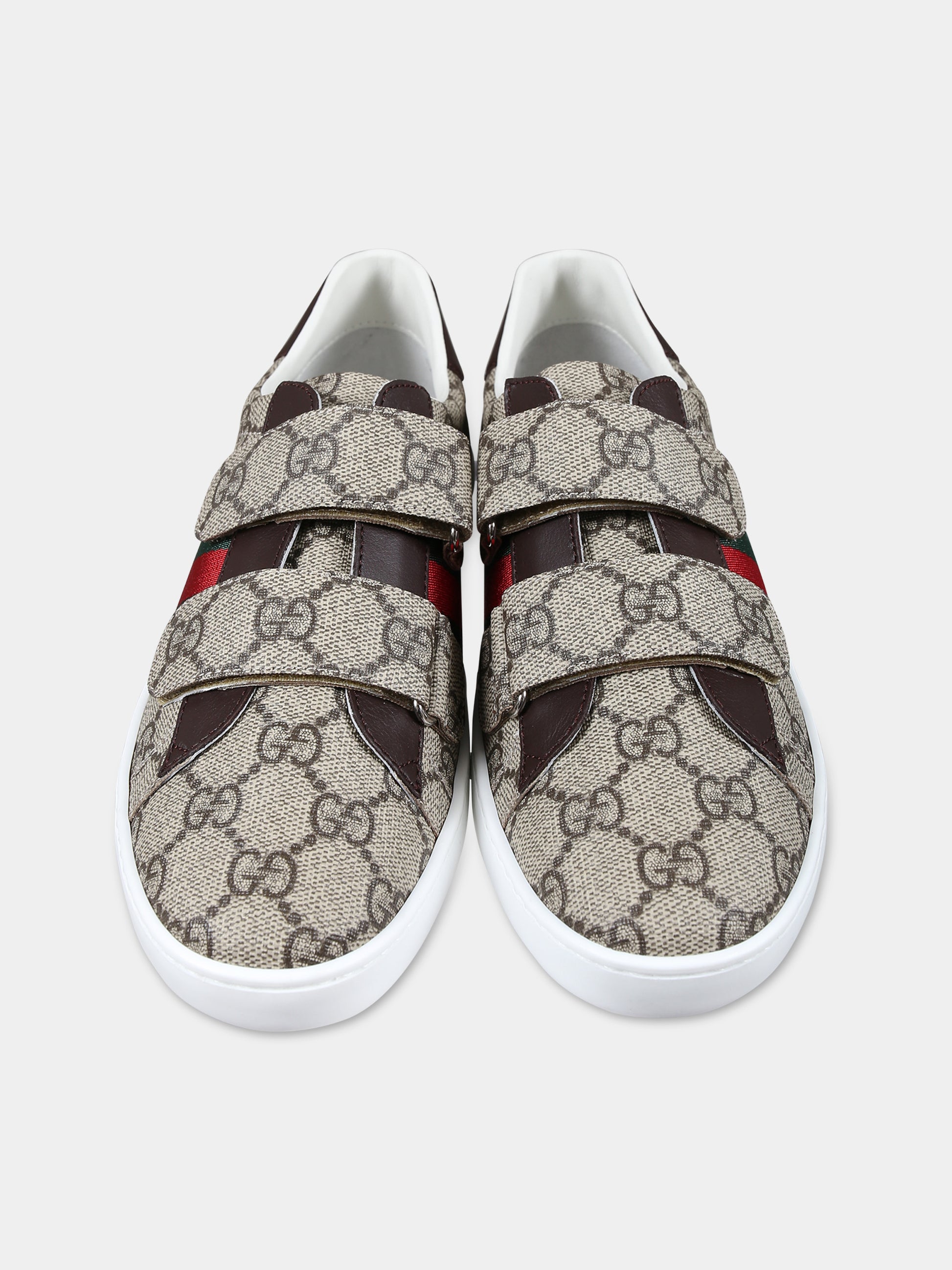 Sneakers marroni neonato con logo GG all-over,Gucci Kids,463091 FACYF 9753