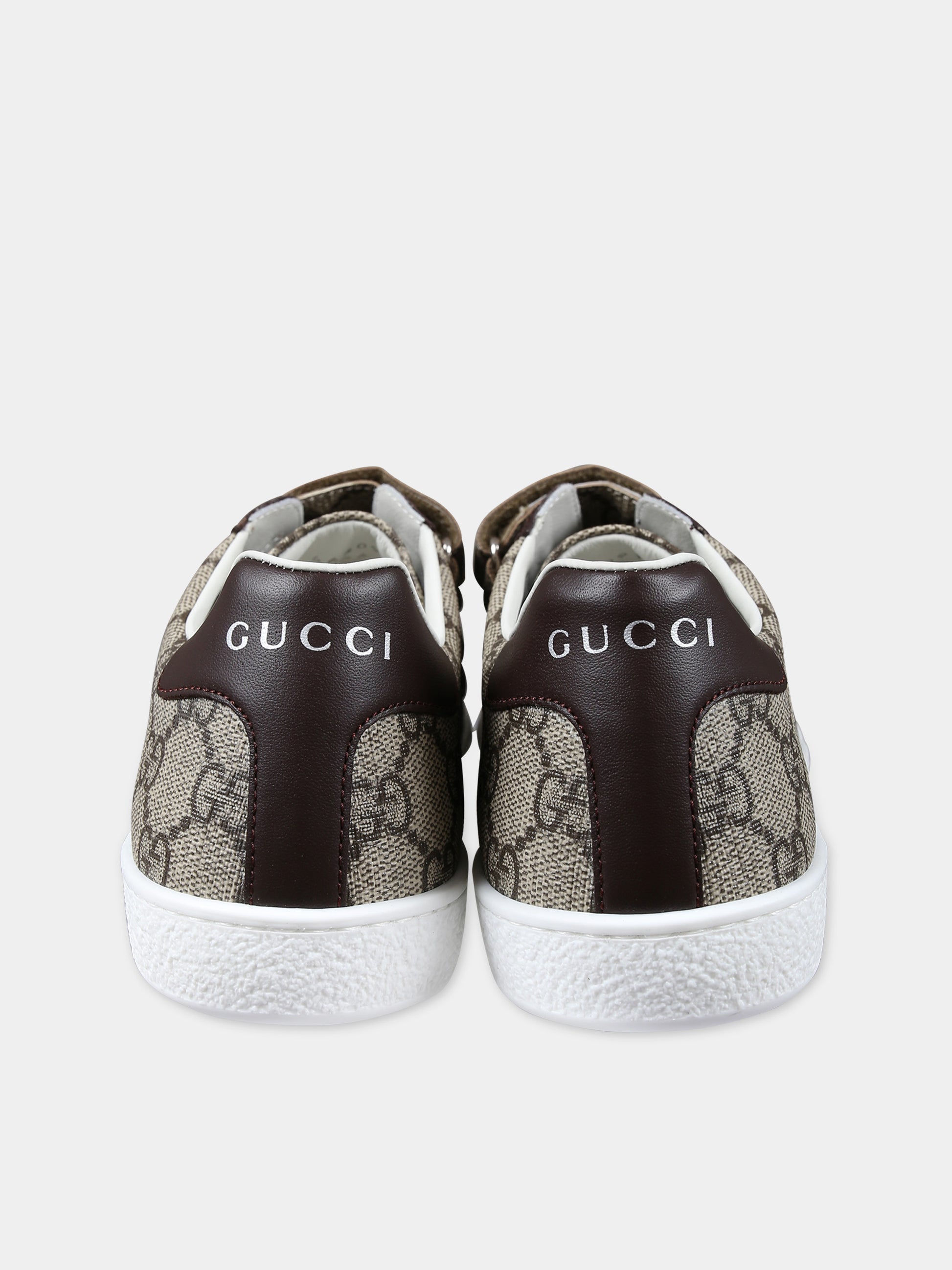 Sneakers marroni neonato con logo GG all-over,Gucci Kids,463091 FACYF 9753