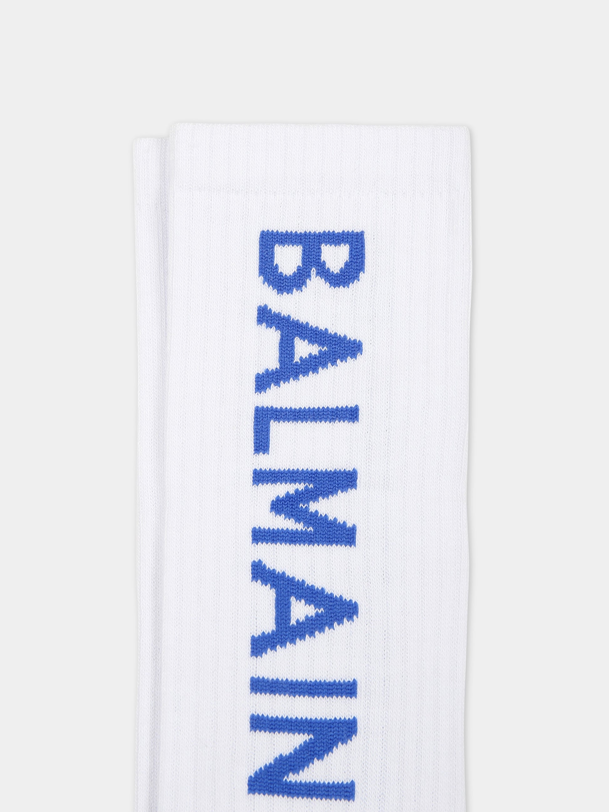 Calze bianche per bambini con logo,Balmain Kids,BS0P50 Z0553 100BL