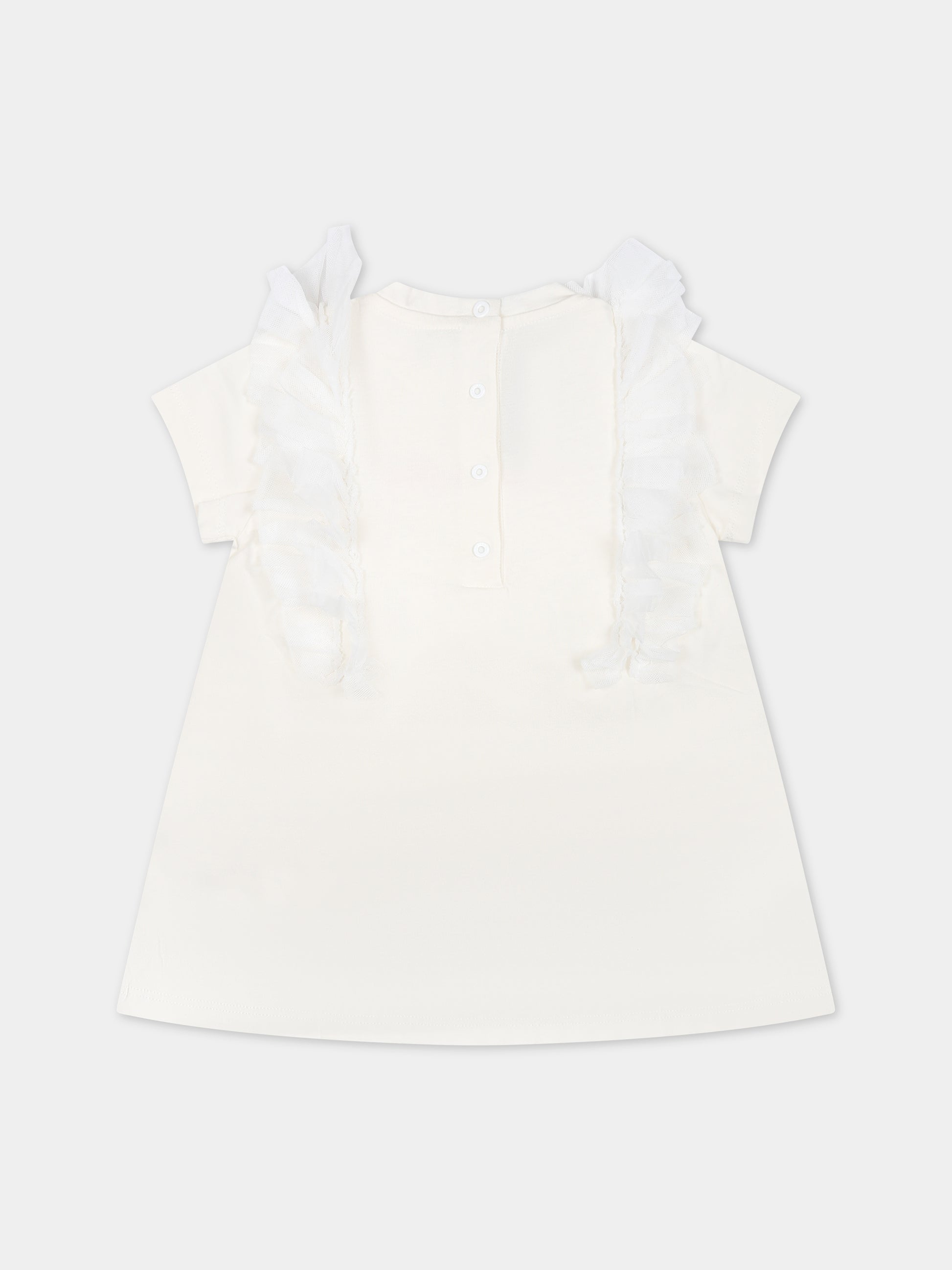 Vestito avorio per neonata con logo,Balmain Kids,BS1081 Z0082 102RS