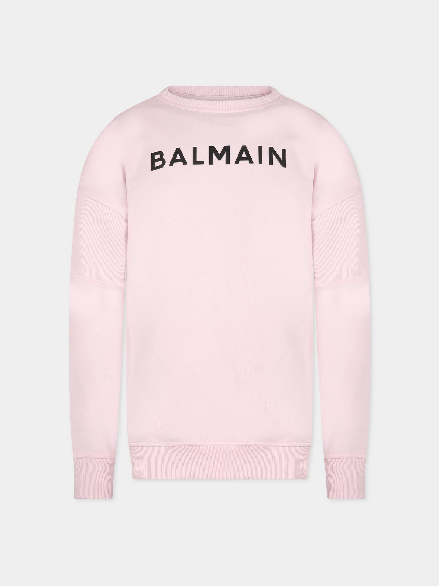 Felpa rosa per bambina con logo,Balmain Kids,BS4Q20 Z0081 540NE