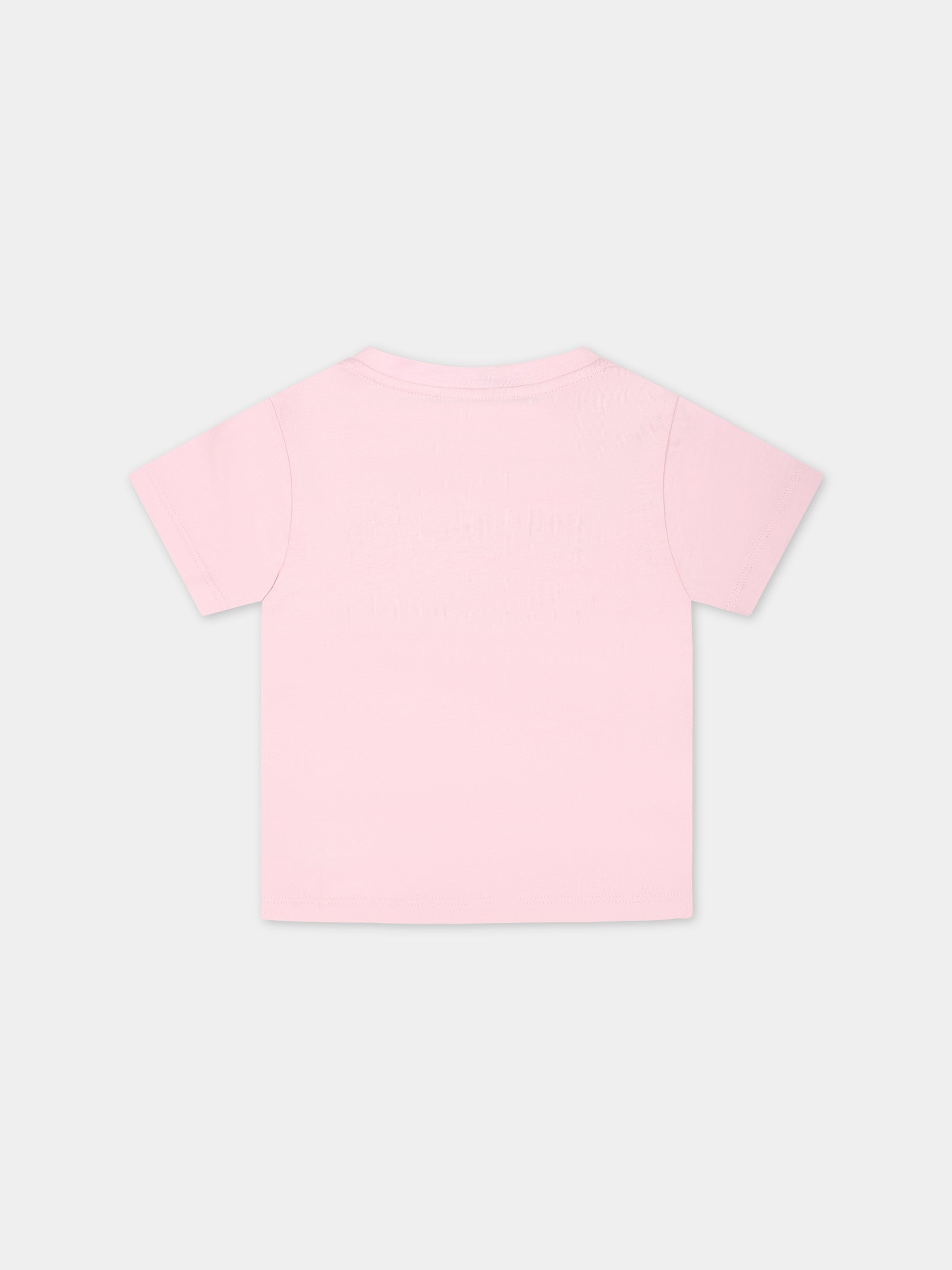 T-shirt rosa per neonata con logo,Balmain Kids,BS8001 Z0057 540AG