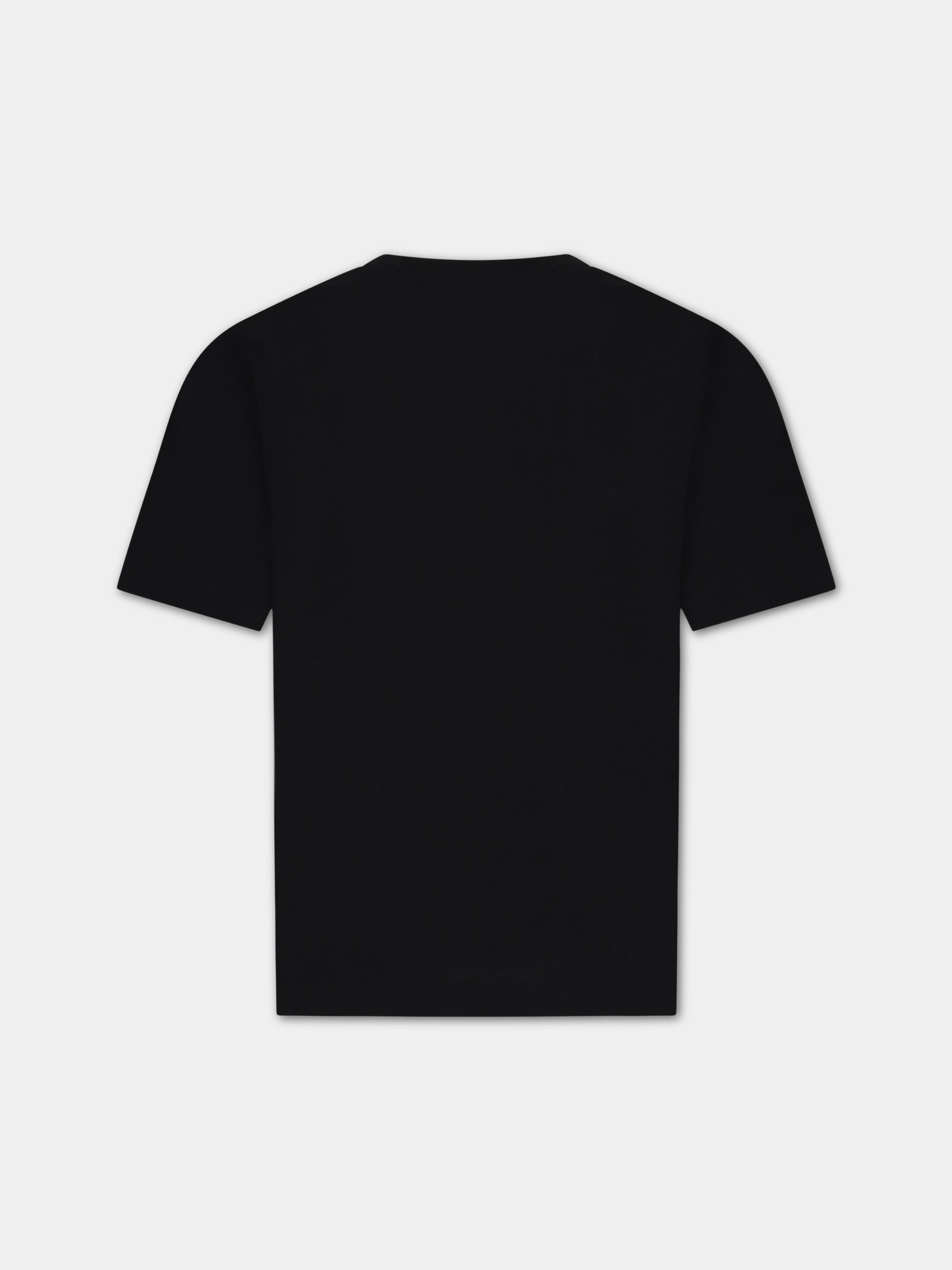 T-shirt nera per bambini con logo dorato,Balmain Kids,BS8P41 Z0082 930OR