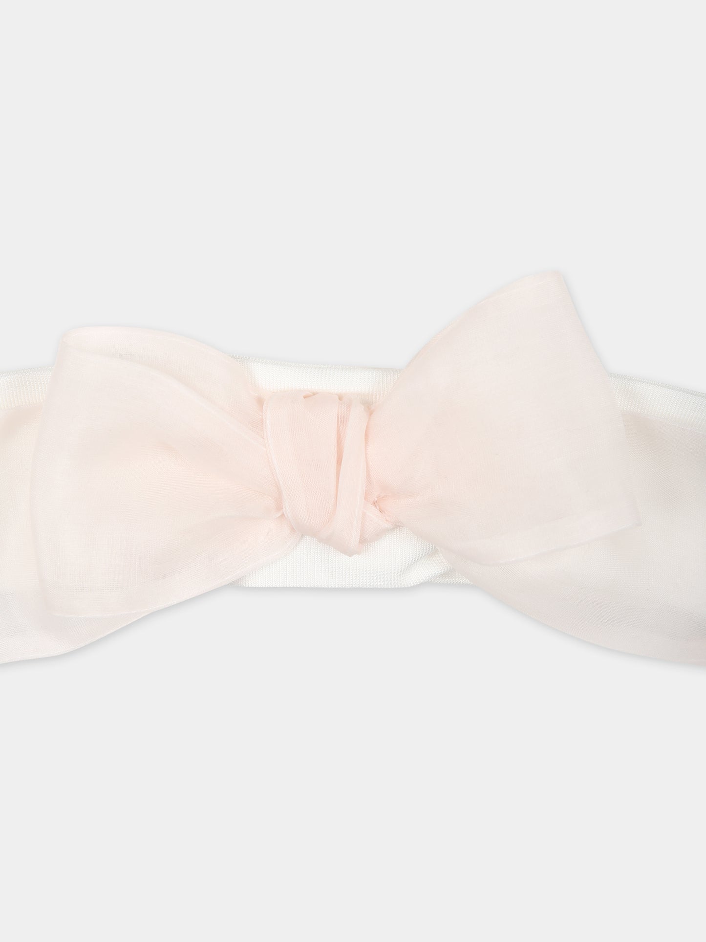 Fascia bianca per neonata con fiocco rosa,La Stupenderia,ABFA56O23