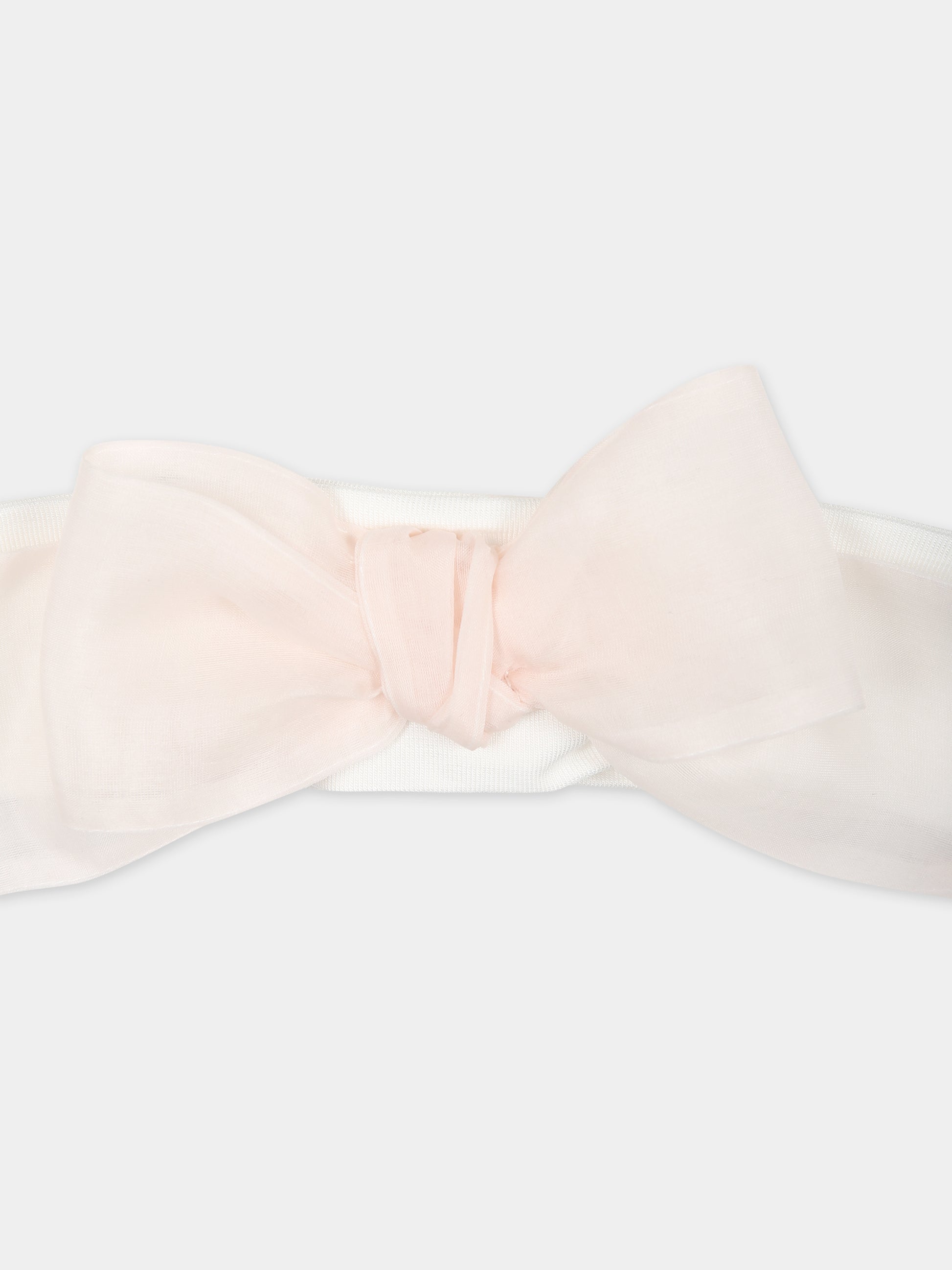 Fascia bianca per neonata con fiocco rosa,La Stupenderia,ABFA56O23