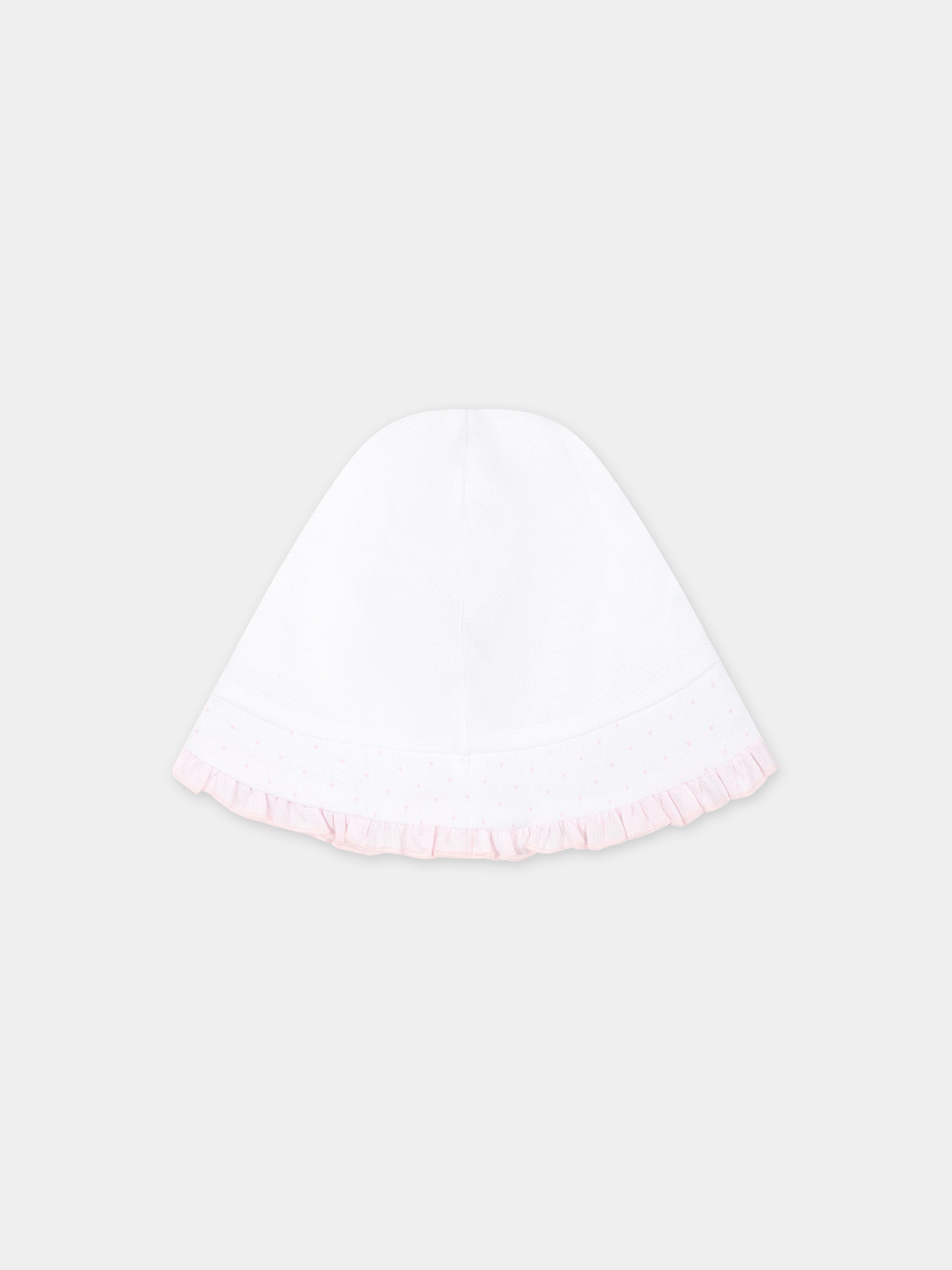 Cappello bianco per neonata con pois,La Stupenderia,TBCP52N01