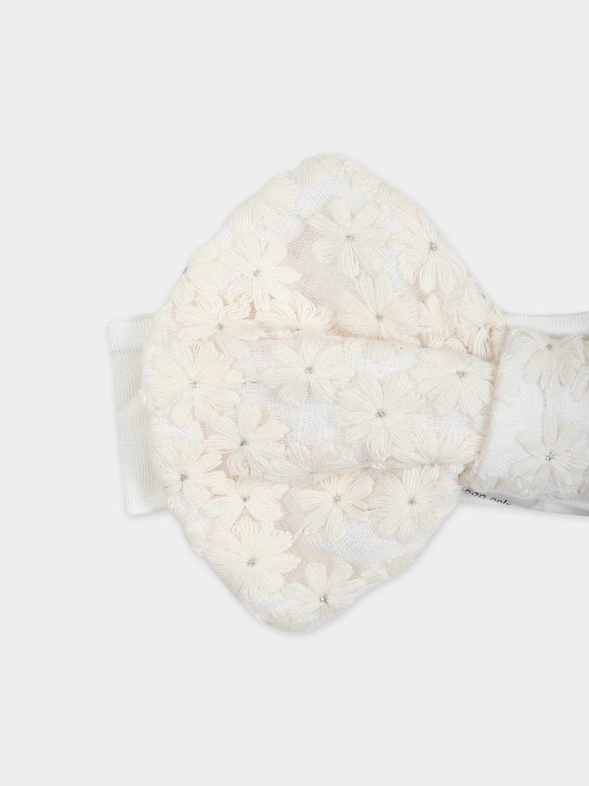 Fascia bianca per neonata con fiori,La Stupenderia,ABFA52X60