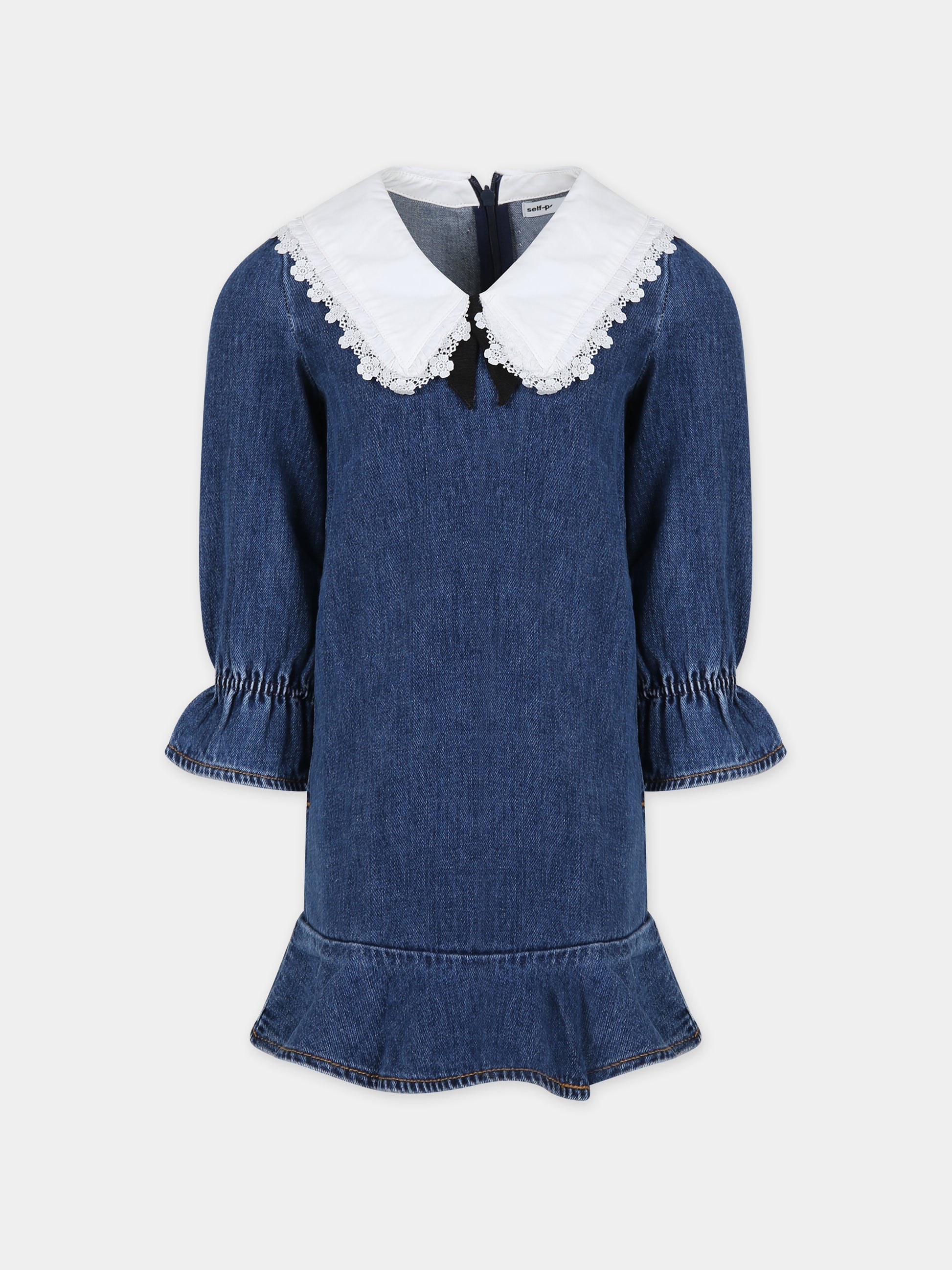 Vestito elegante in denim per bambina,Self-portrait,RS24 703S BL