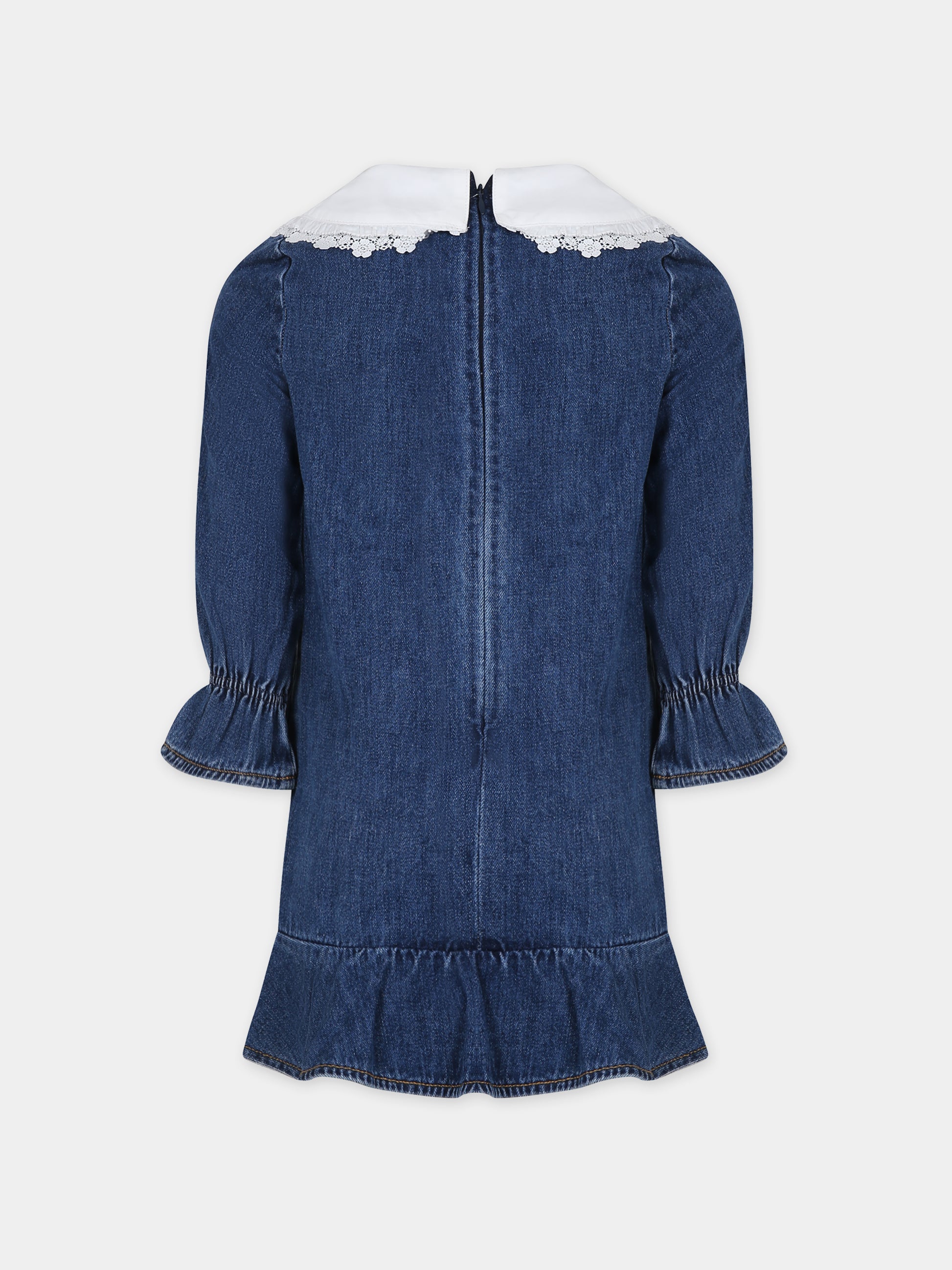 Vestito elegante in denim per bambina,Self-portrait,RS24 703S BL