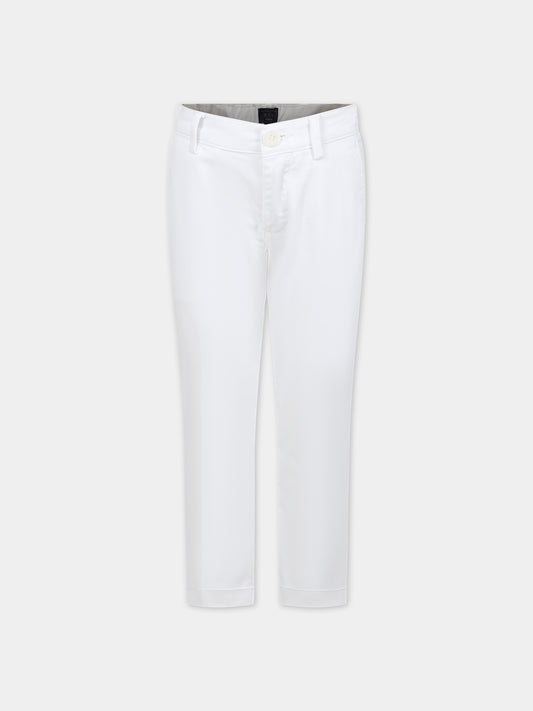 Pantaloni bianchi per bambino con logo,Fay Kids,FS6Q91 Z0224 100