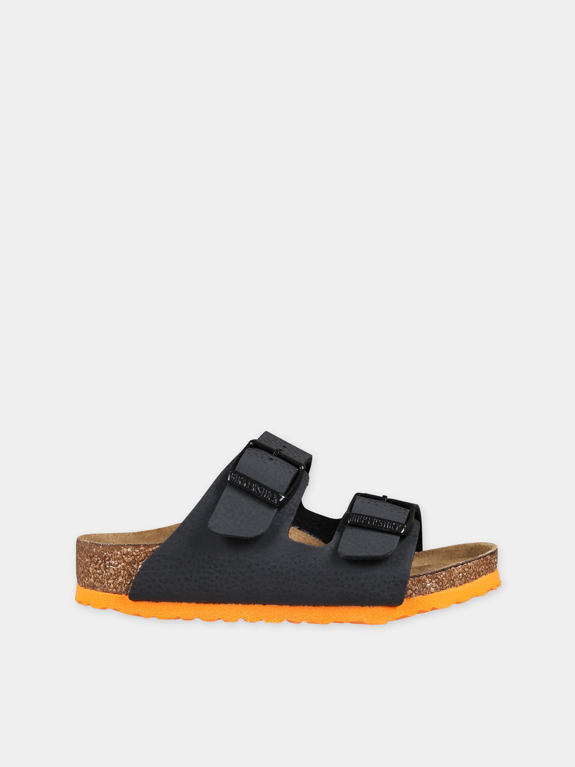 Ciabatte Arizona nere per bambini con logo,Birkenstock,1026833 DESERT SOIL BLACK