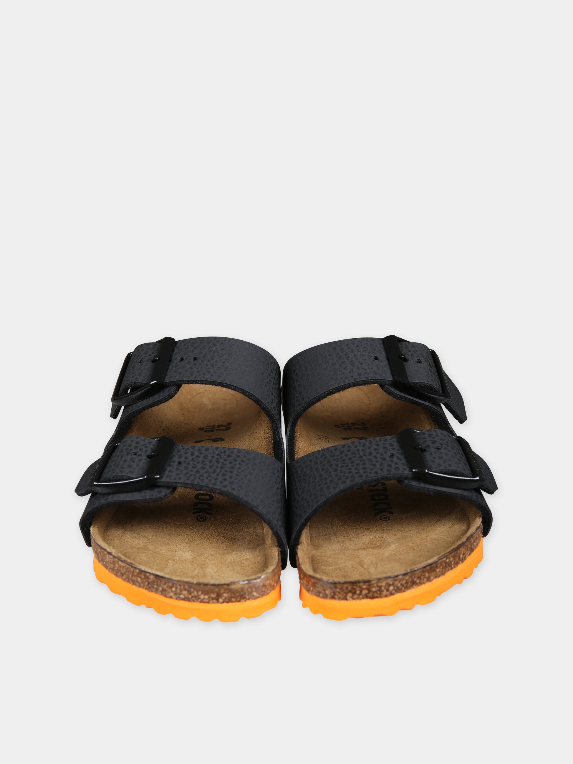 Ciabatte Arizona nere per bambini con logo,Birkenstock,1026833 DESERT SOIL BLACK