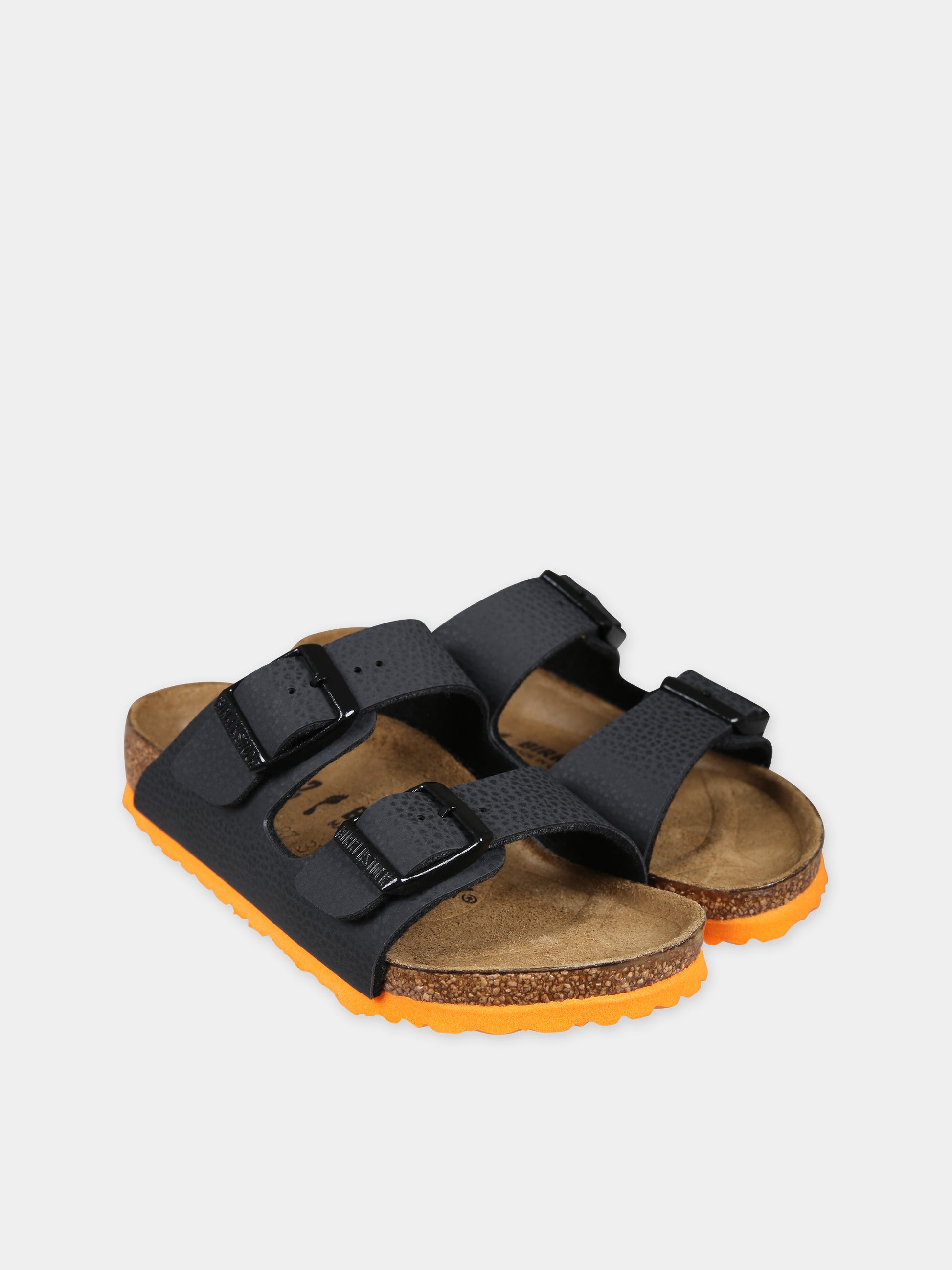 Ciabatte Arizona nere per bambini con logo,Birkenstock,1026833 DESERT SOIL BLACK