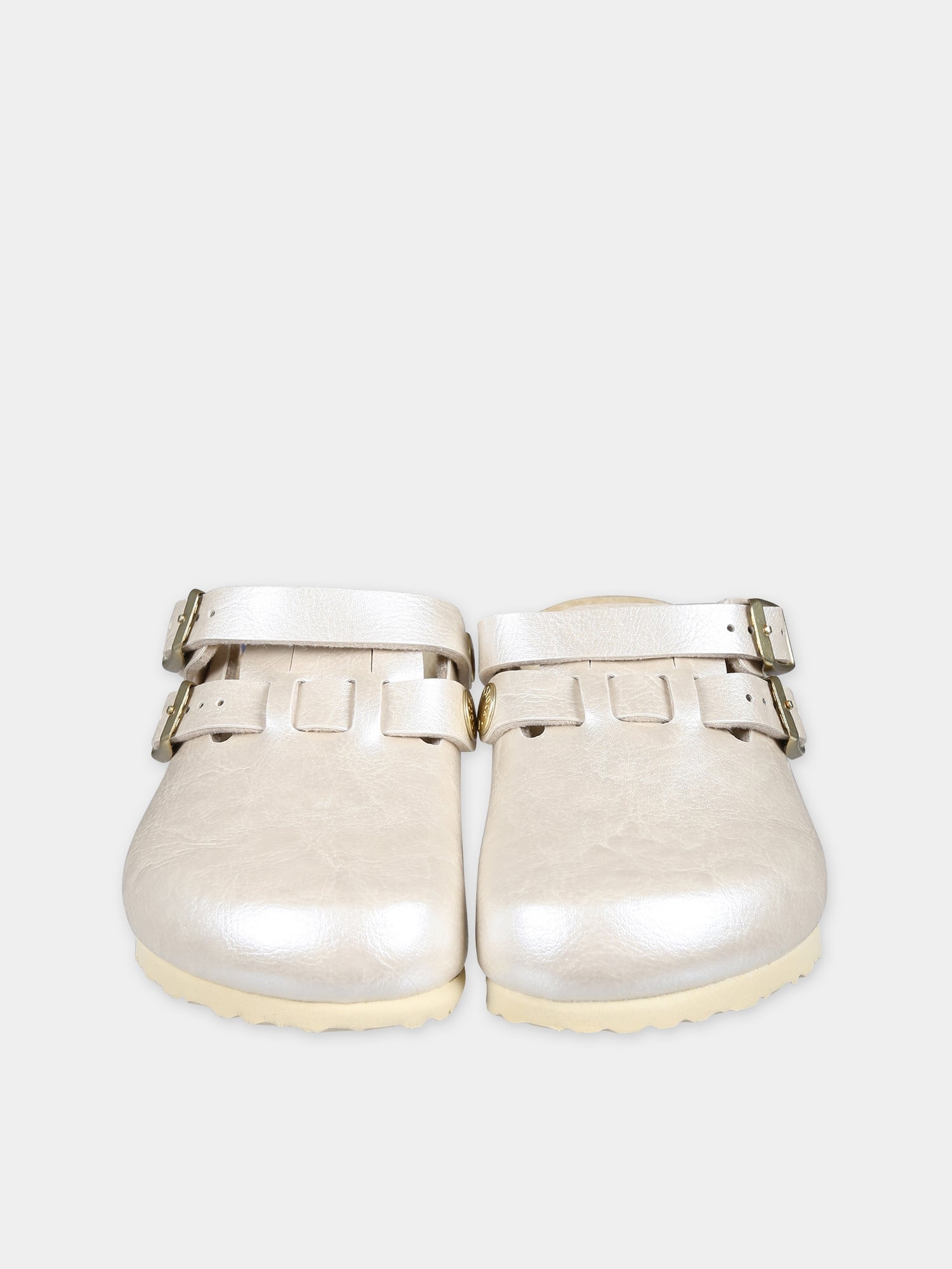 Sabot Kay avorio per bambina con logo,Birkenstock,1026858 GRACEFUL PEARL WHITE