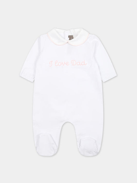 Tutina bianca per neonata con scritta,Little Bear,8045 BIANCO/ROSA