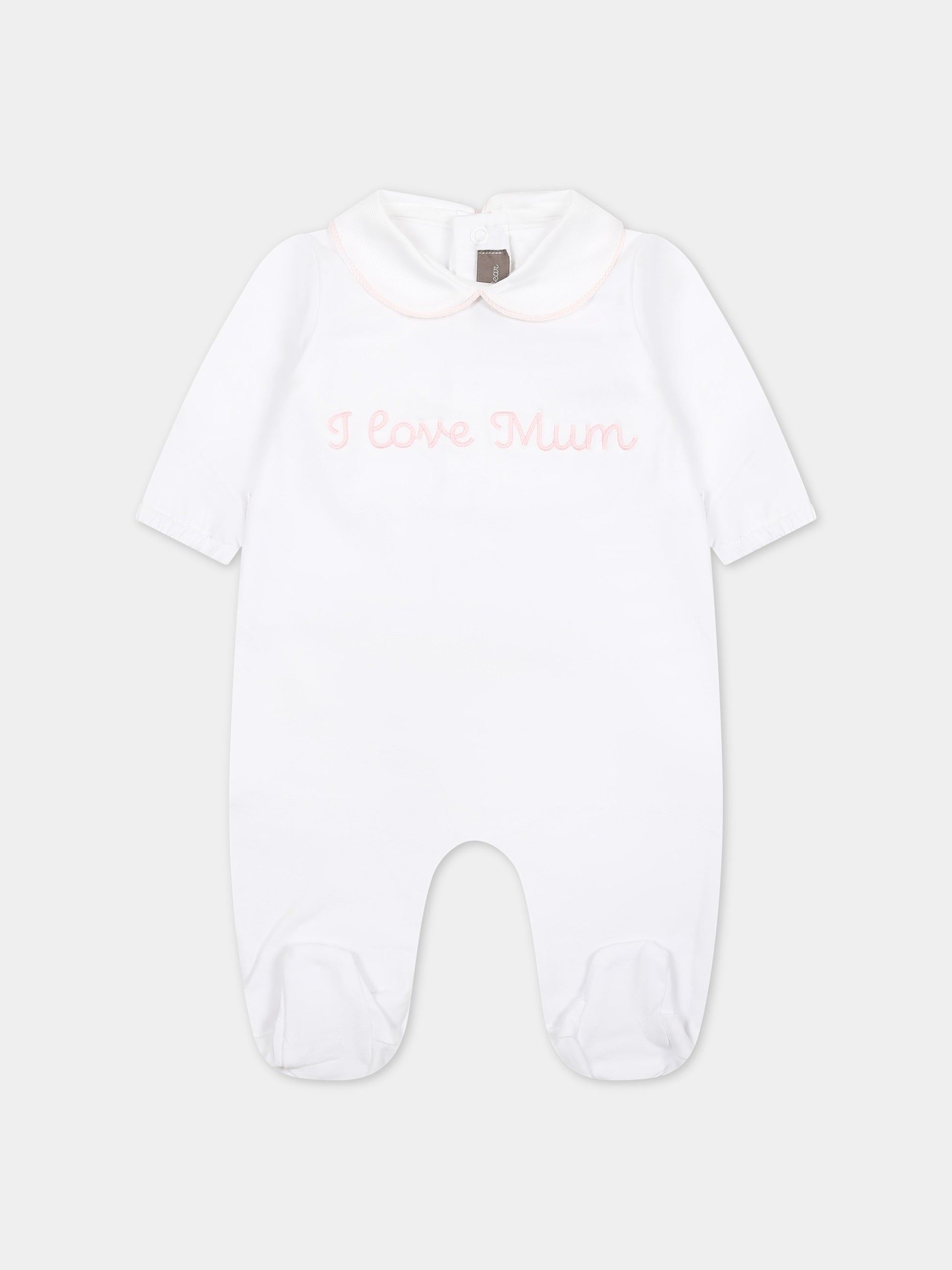 Tutina bianca per neonata con scritta,Little Bear,8044 BIANCO/ROSA